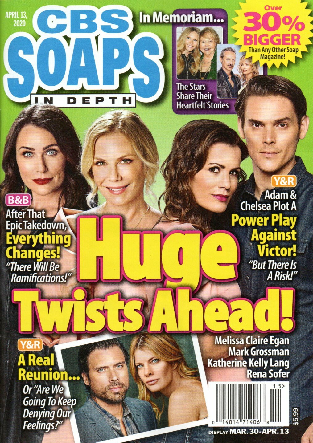 CBS Soaps In Depth April 13 2020 Rena Sofer Katherine Kelly Lang Mark Grossman
