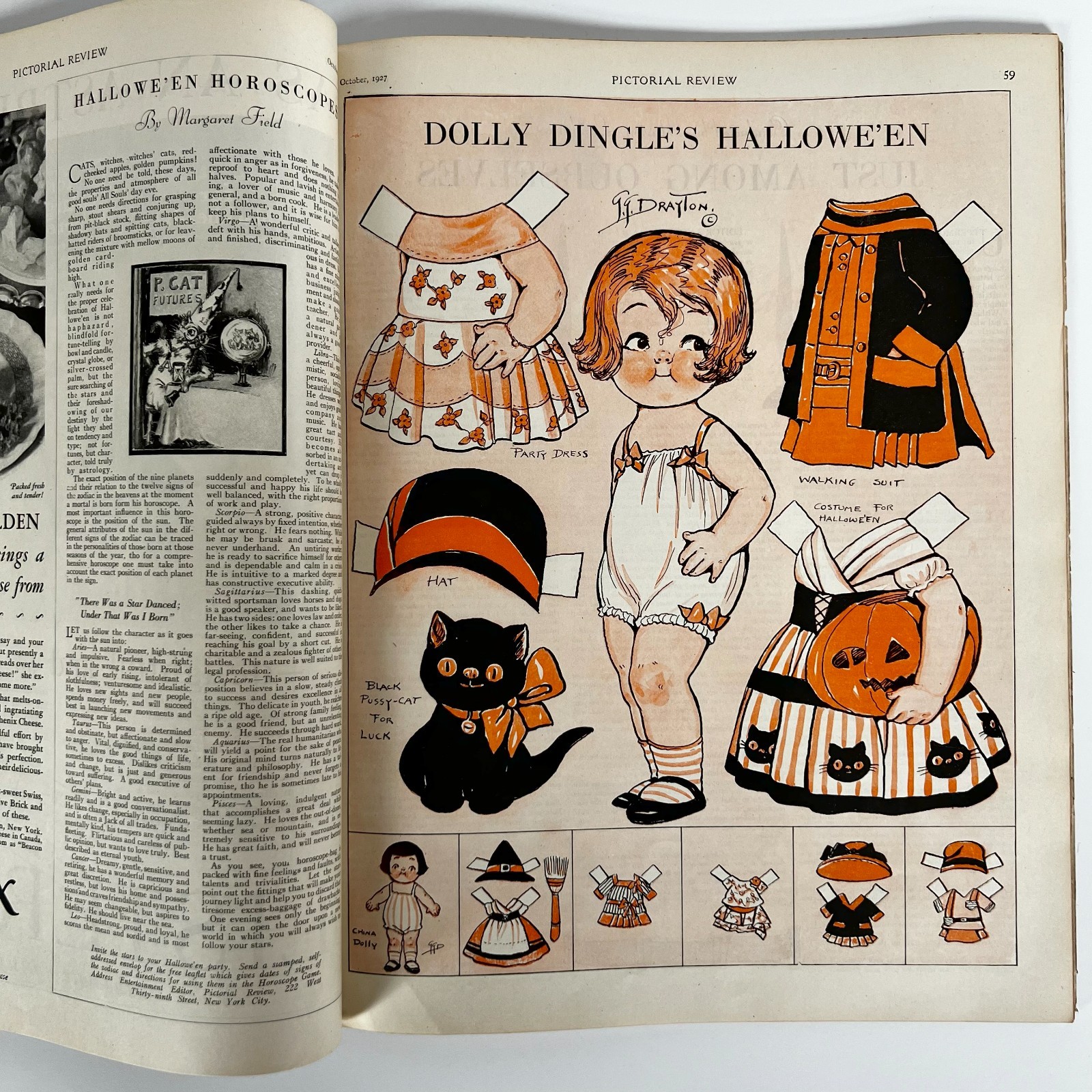 VTG Oct 1927 Pictorial Review McClelland Barclay Paris Fashion Halloween