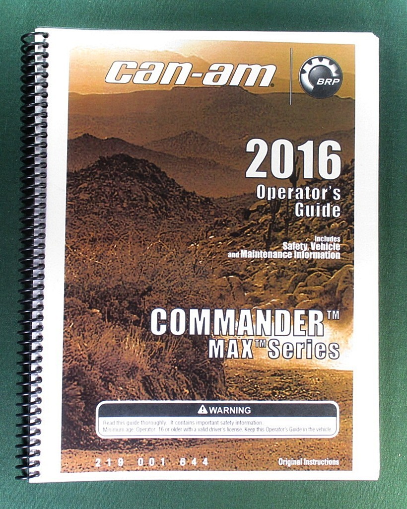 2016 Can-Am Commander Max 800R Owner’s Manual: 171 Pages & Protective Covers!