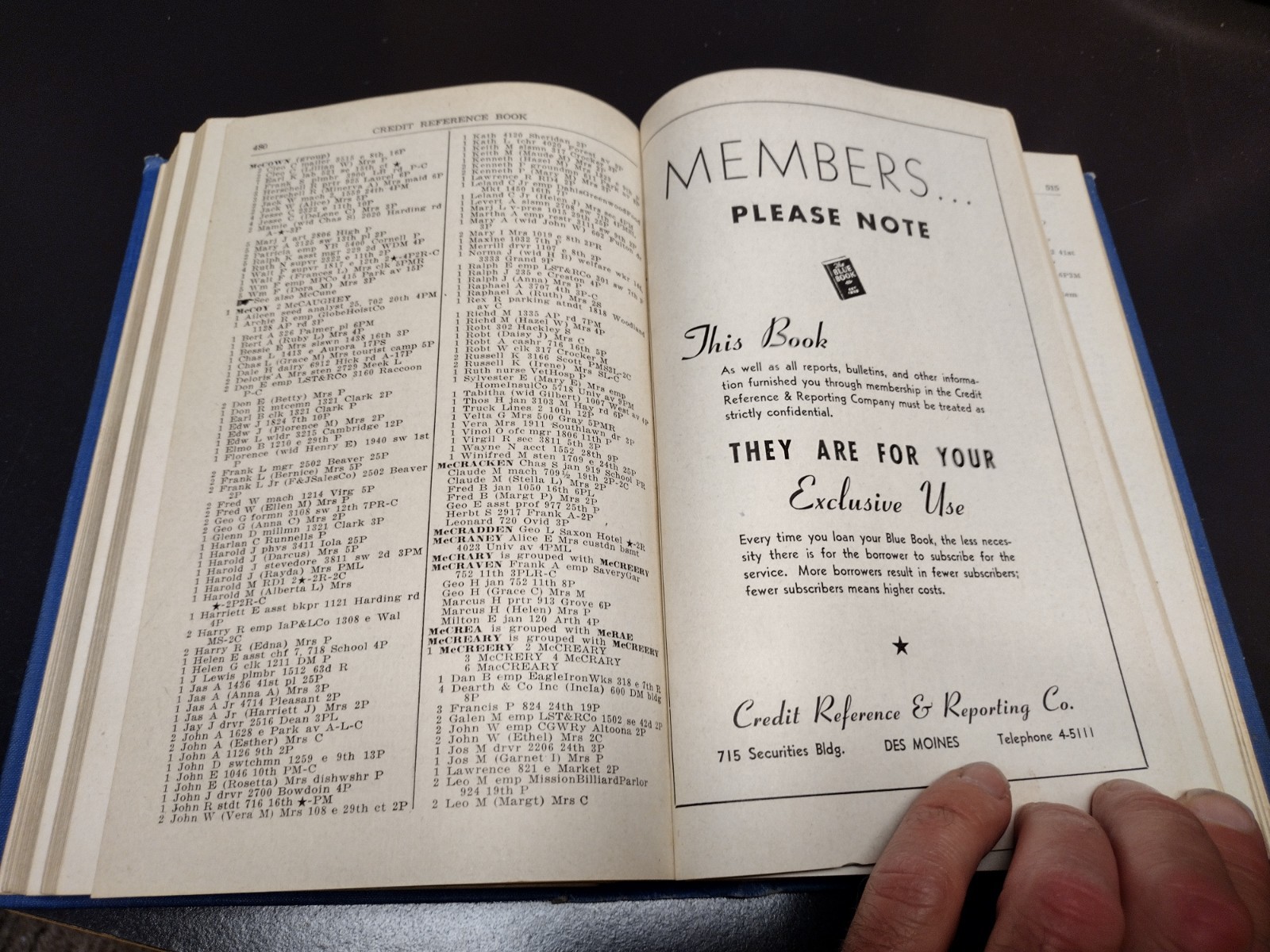 1947-48 Credit Reference Blue Book Des Moines West Des Moines Polk County 838pgs