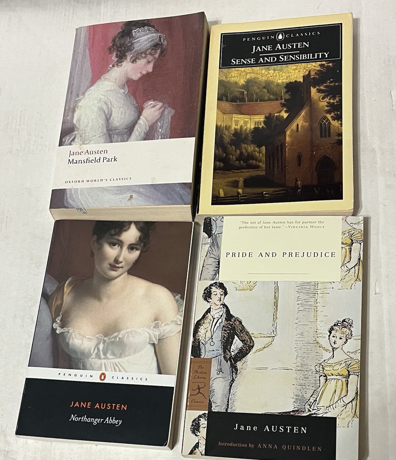 Jane Austen 4 Paperback Penguin Lot Mansfield Park Pride Northanger Abbey Sense