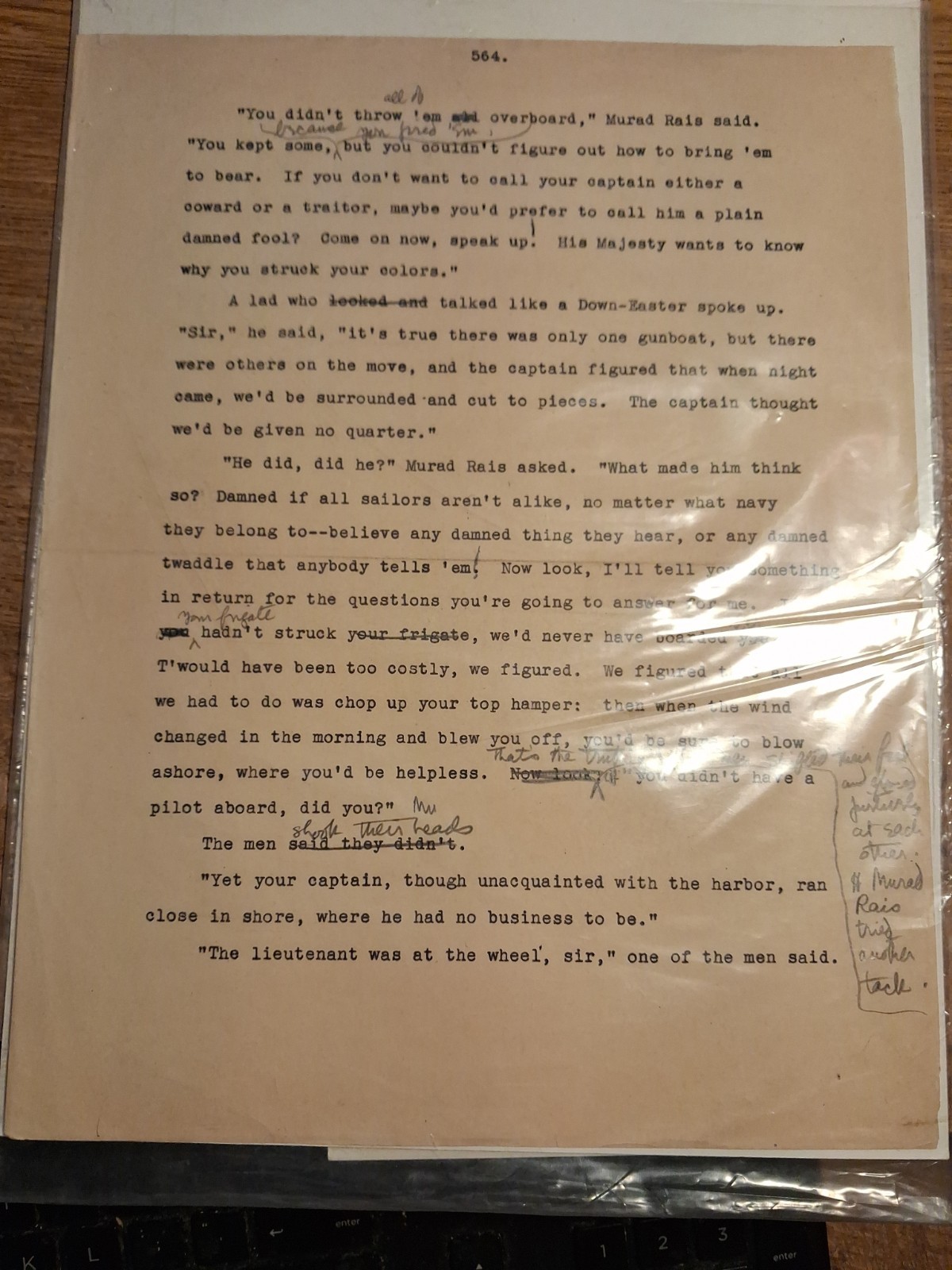 1947 Lydia Bailey Manuscript page 564 by Kenneth Roberts