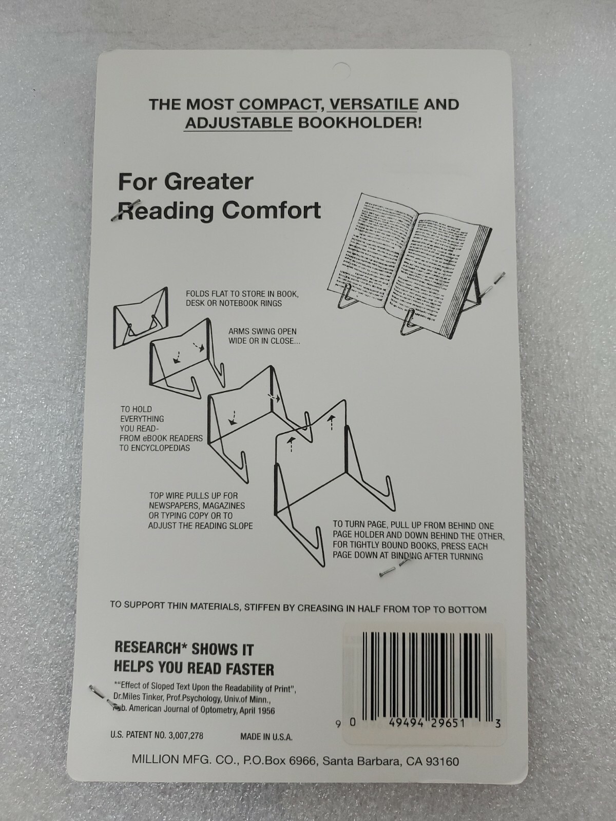 VINTAGE Page Boy Folding Book Holder & Ebook Readers Stand,N.O.S. Made in U.S.A