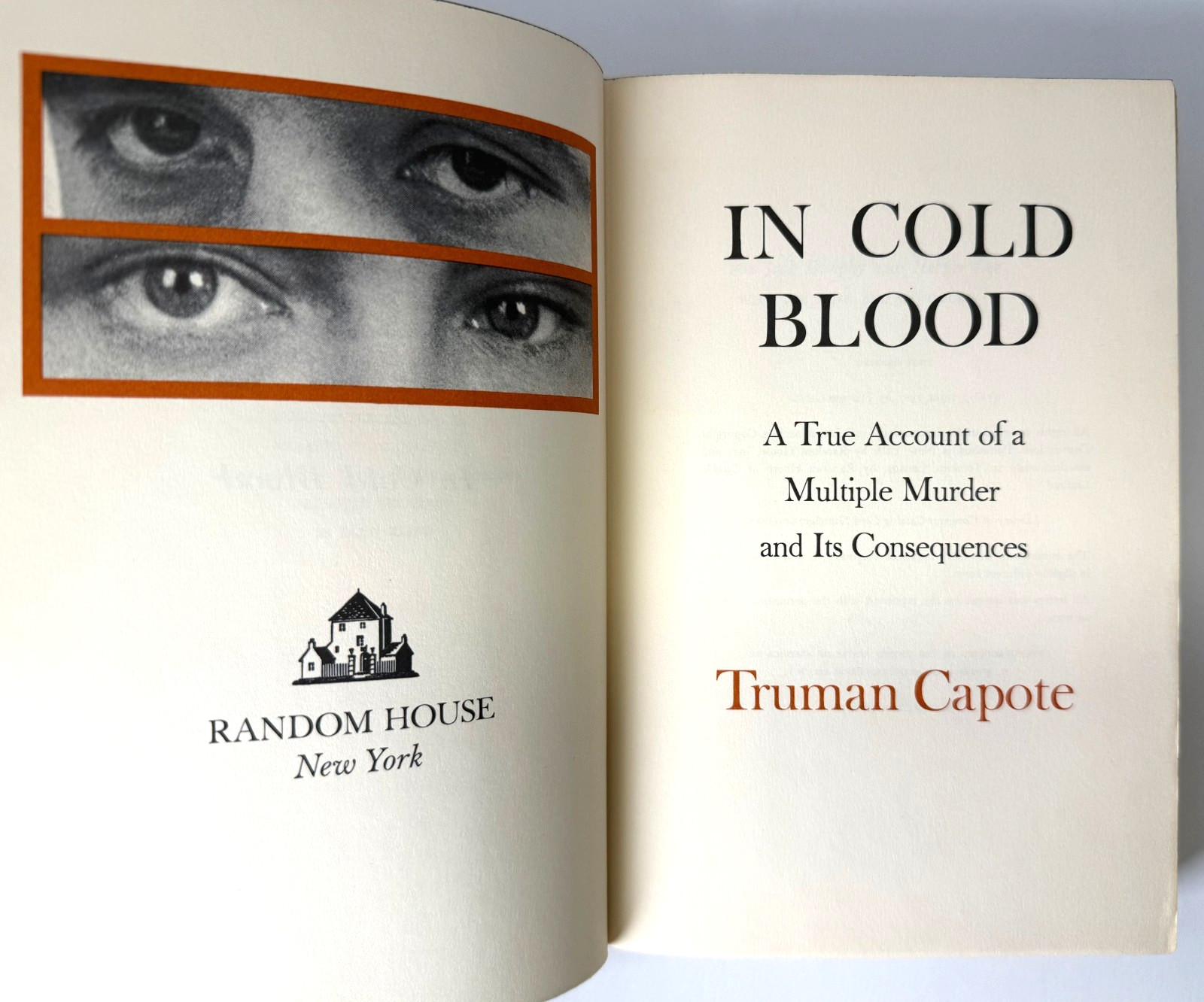 In Cold Blood, Truman Capote 1965 1st edition 1st printing in Mylar