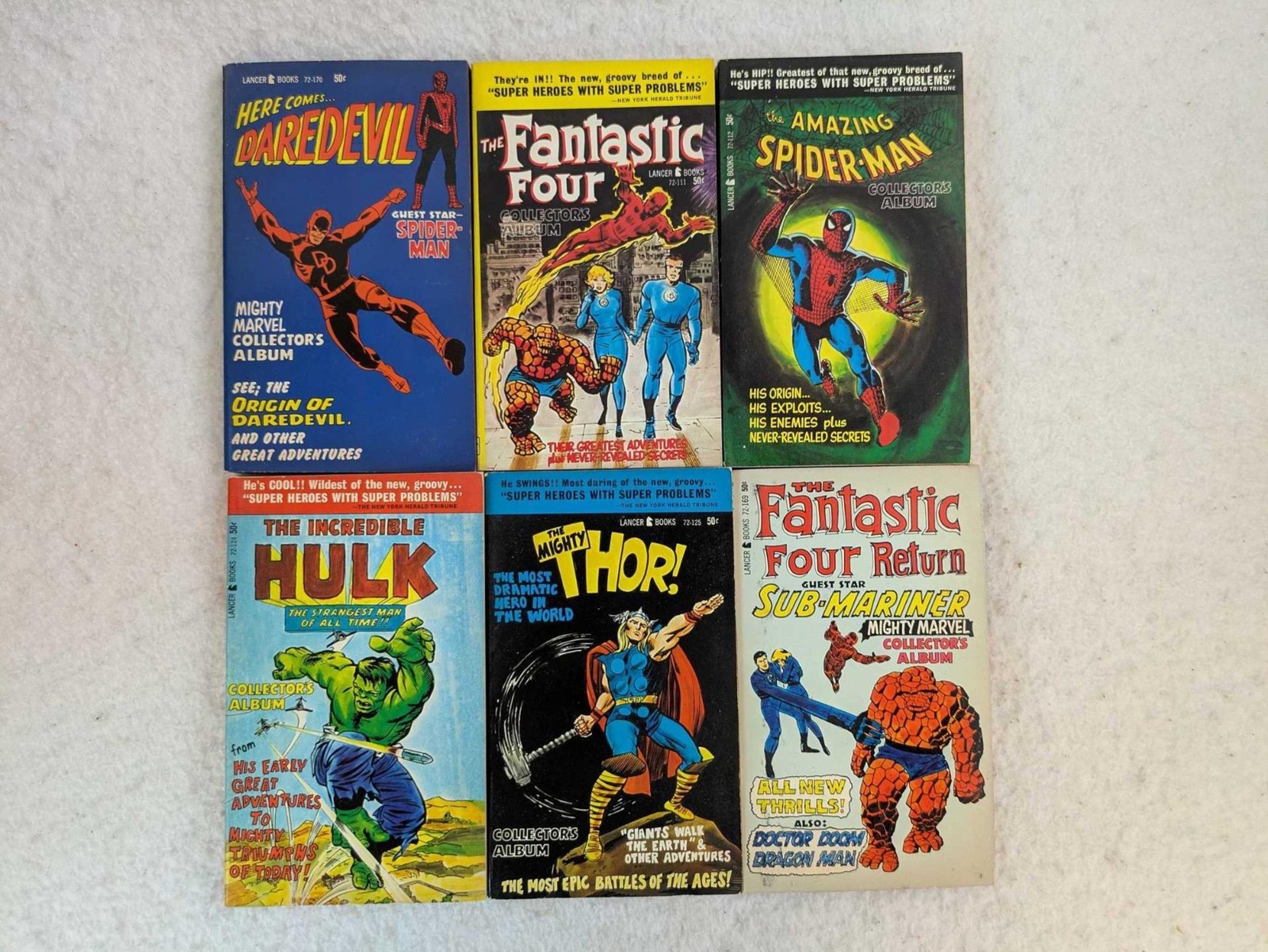 Lot of 6 MIGHTY MARVEL COLLECTOR’S ALBUMS Spider-Man Daredevil Fantastic Four