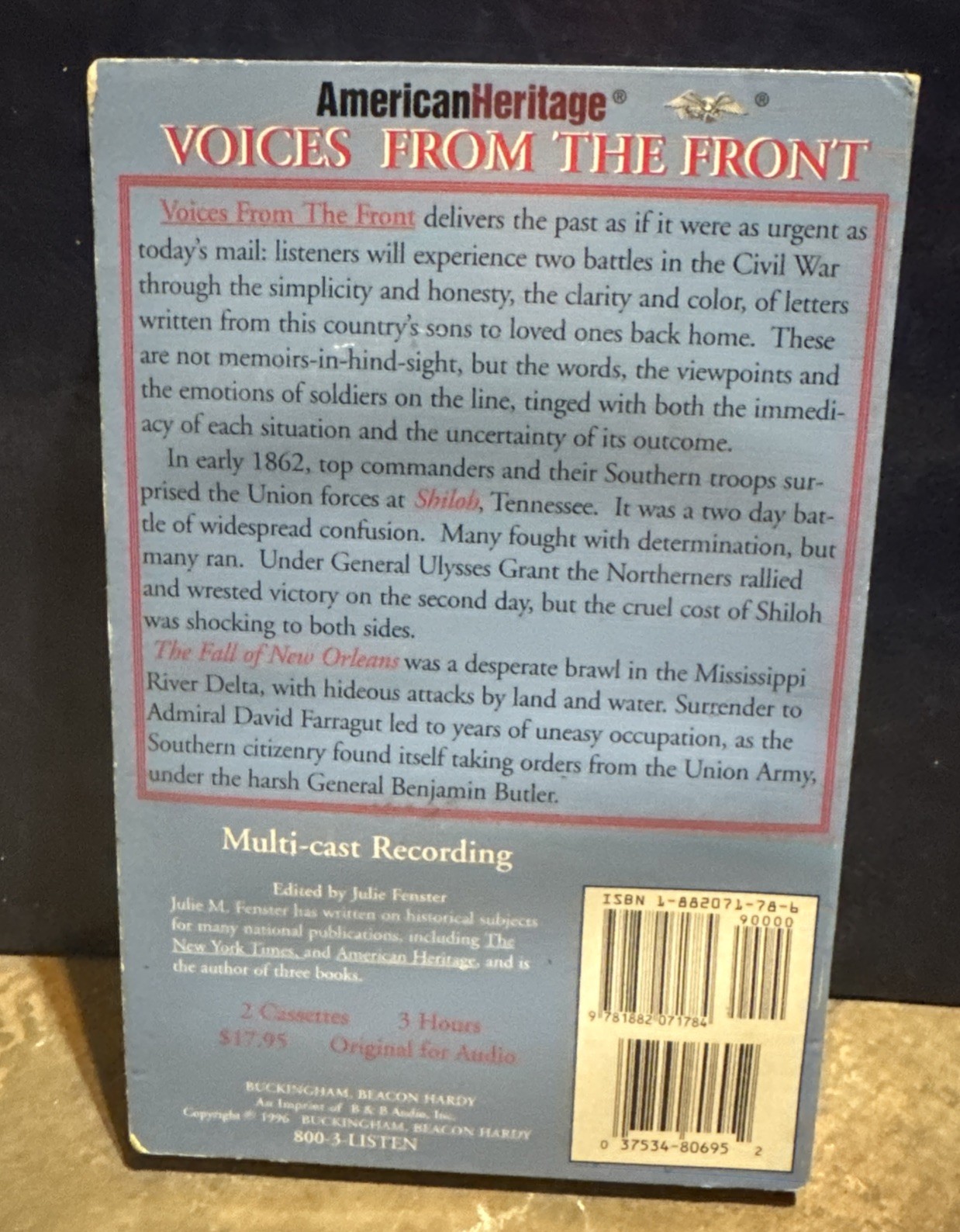 1996 Voice from the Front The Civil War Shiloh & Fall Of New Orlean 2 Tapes