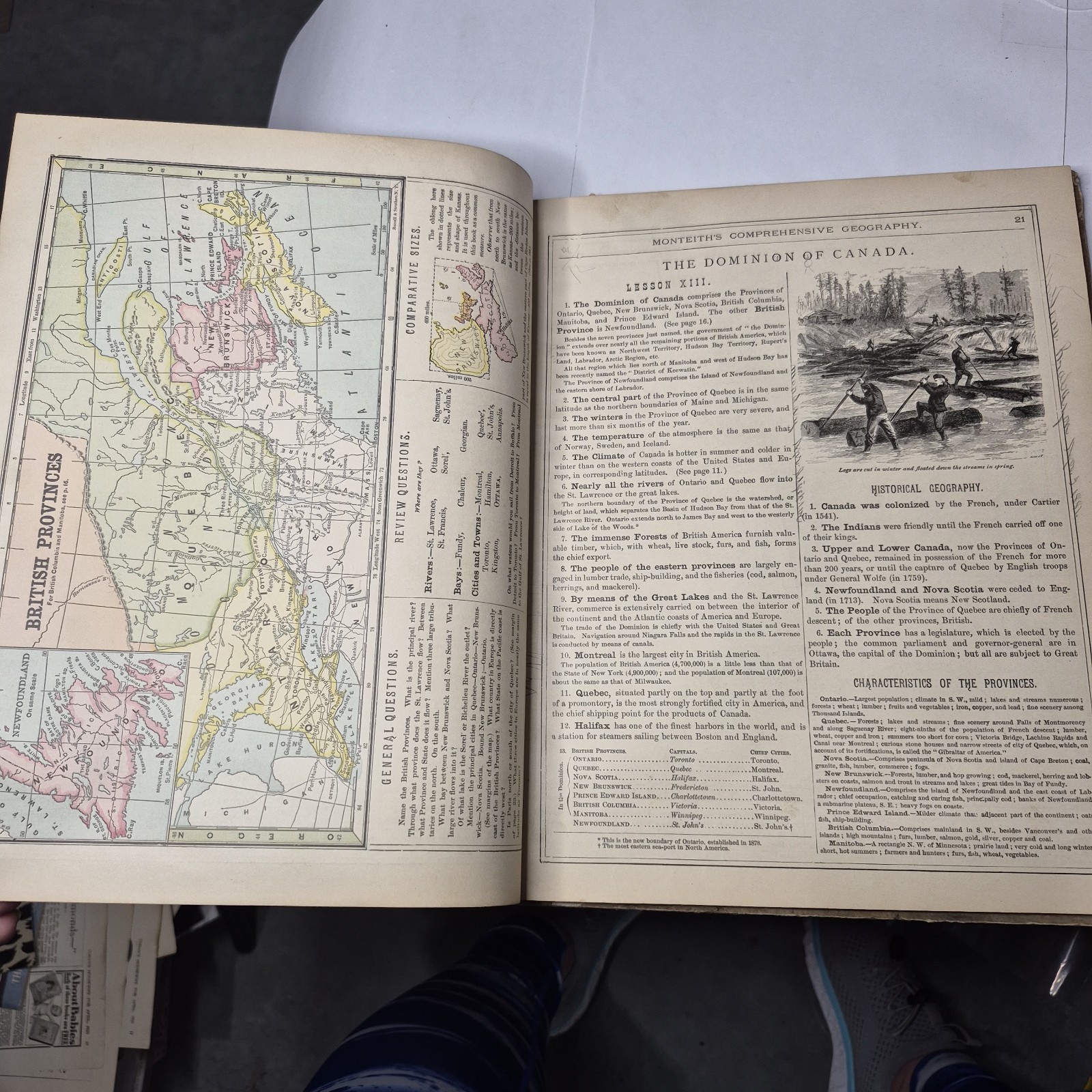 1872 Monteith’s Comprehensive Geography New England Edition Atlas Color Maps C03