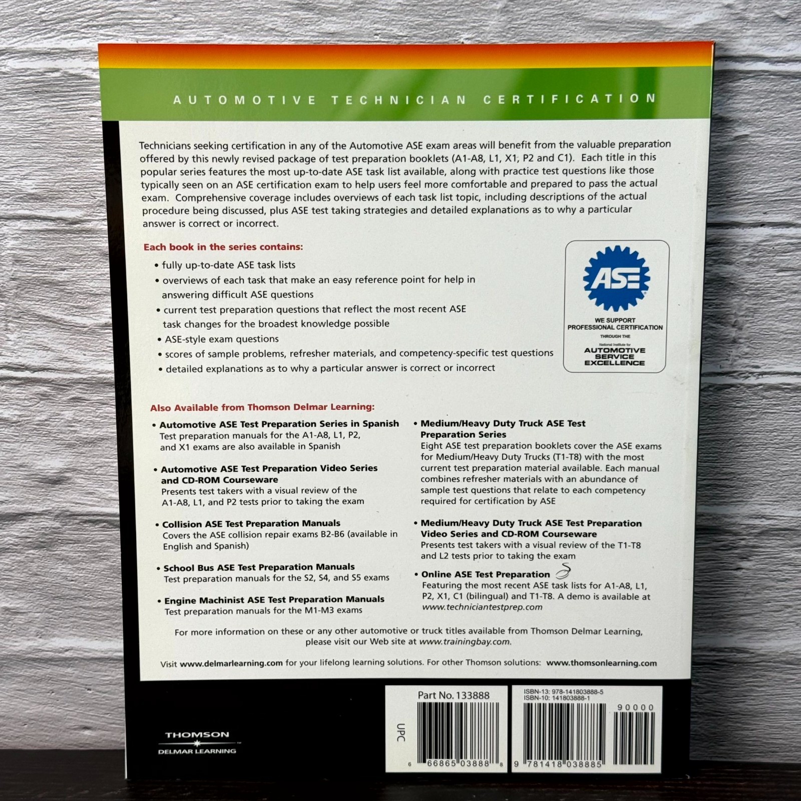 ASE Test Preparation L1 Advanced Engine Performance by Delmar Learning PB Book
