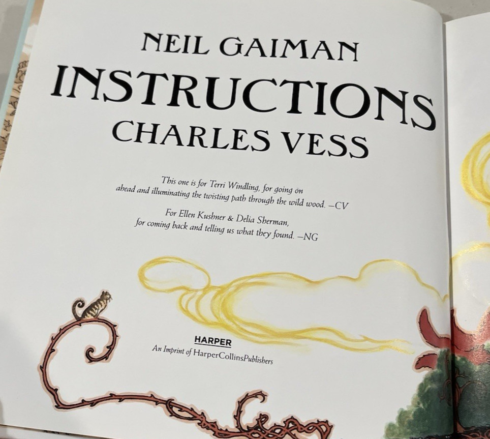 “Instructions” By Neil Gaiman Hardcover 1st Edition, Illus:Charles Bess