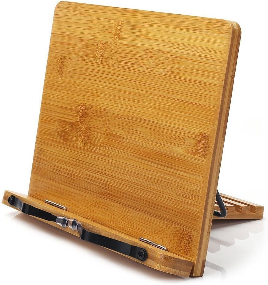 Portable Bamboo Book Holder – Sturdy, Adjustable Design for Cooking & Reading