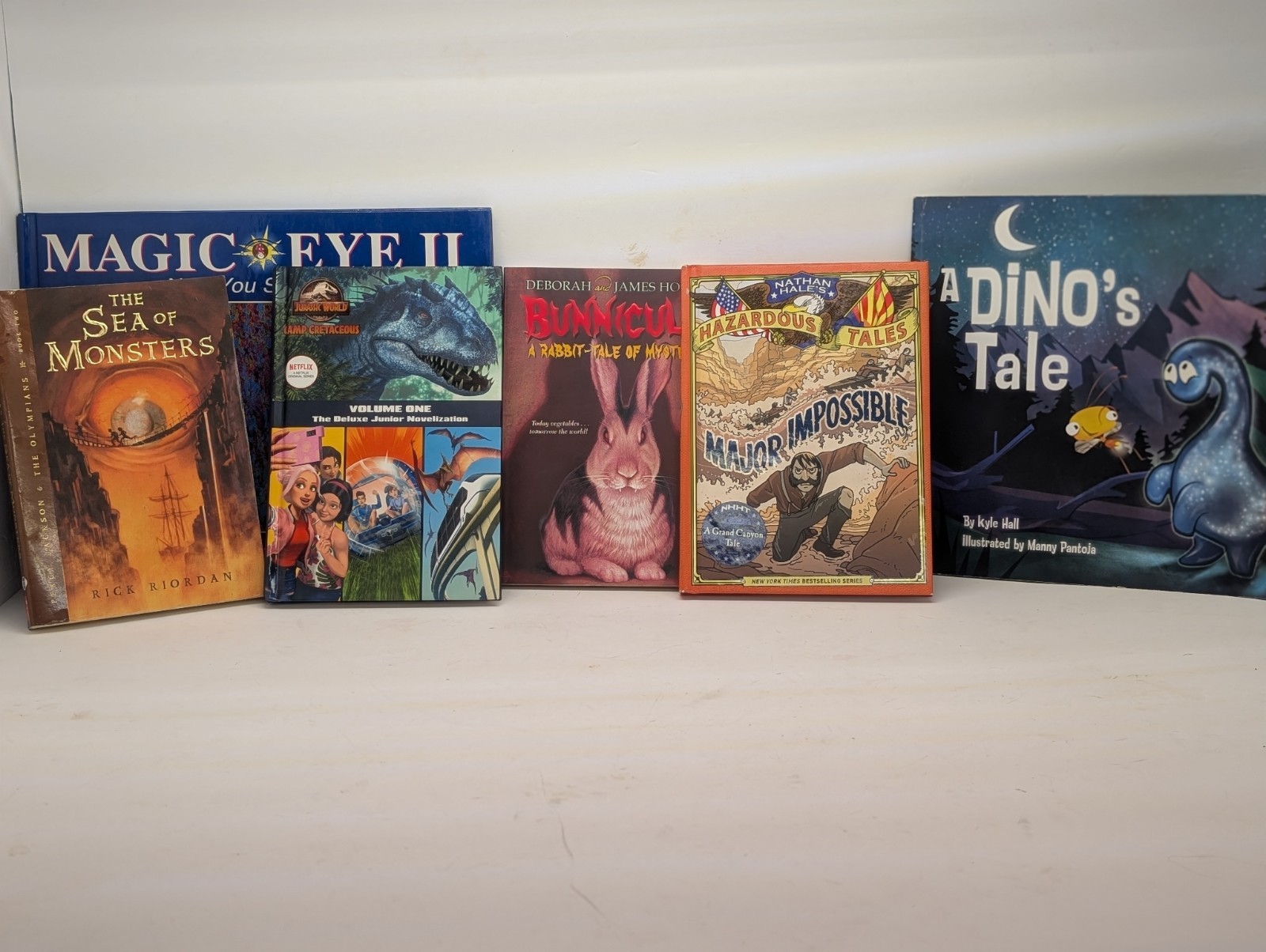 Hardcover Kids Book Lot: Sea of Monsters, Bunnicula, A Dino’s Tale (Illus.)