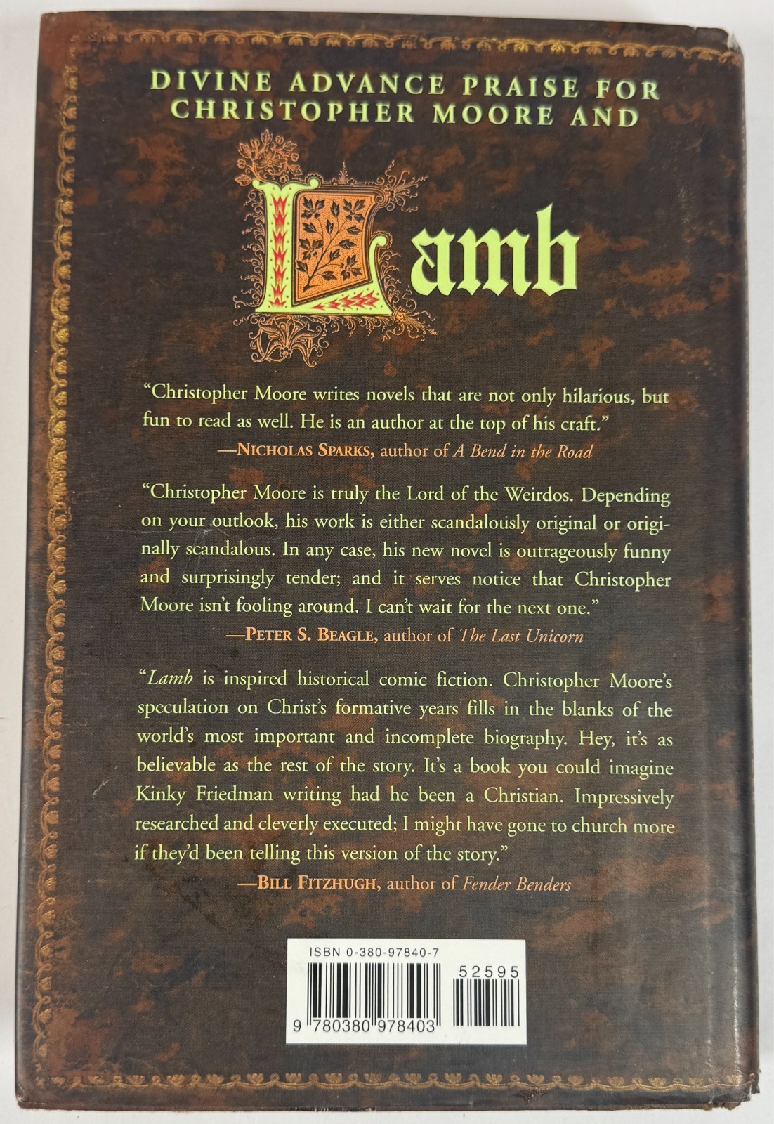Lamb Gospel According to Biff Christs Childhood Pal Christopher Moore Hardcover