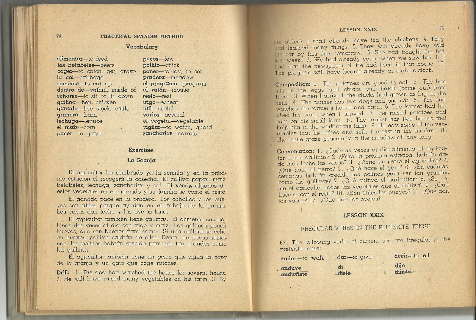 Vintage 1944 Practical Spanish Method Beginners Course by Alfonso Carrillo