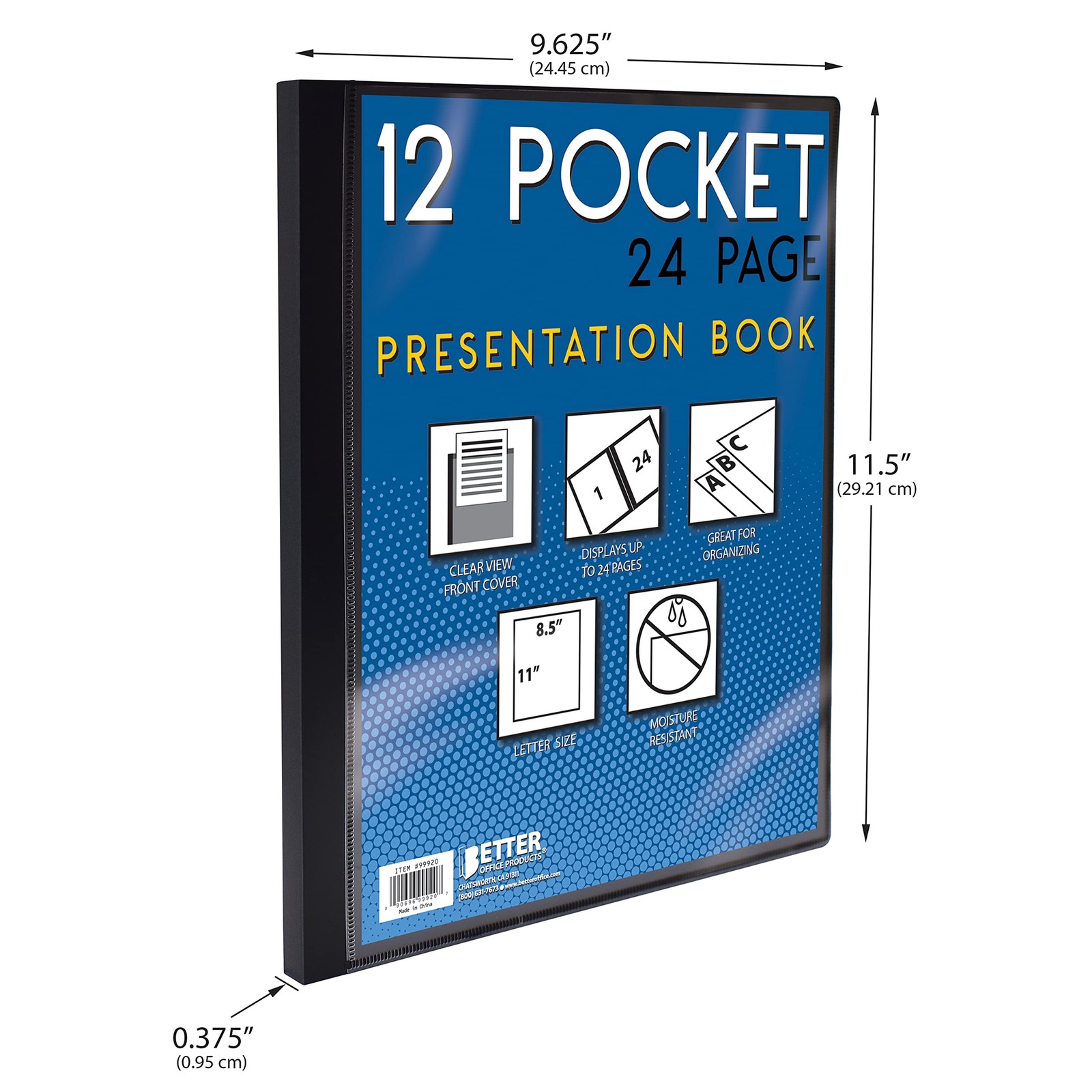 Better Office Products 12 Pocket Bound Presentation 8.5×11 inches, Clear