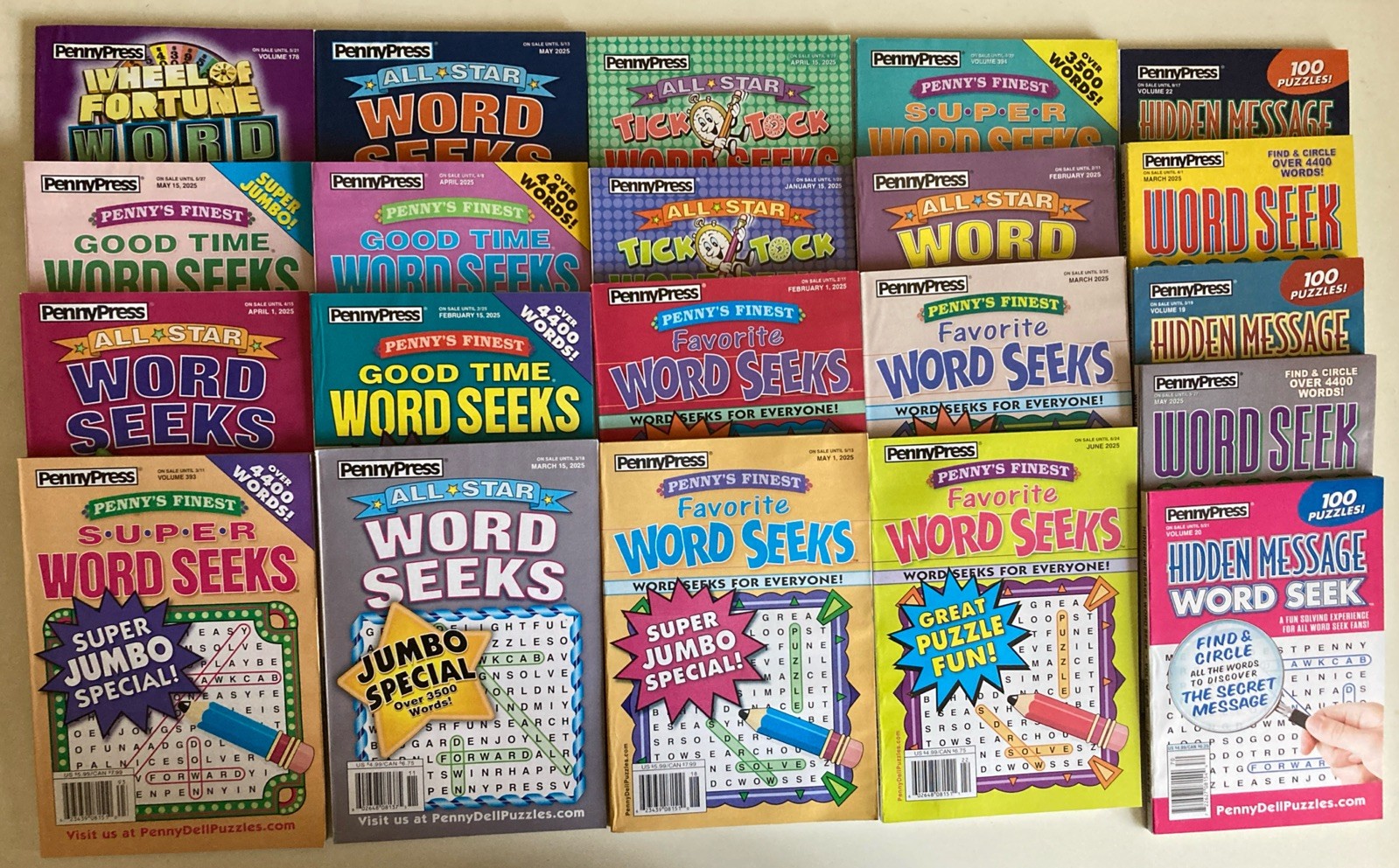 Lot of 10 Penny Press Dell Word Seek Search Puzzle Books