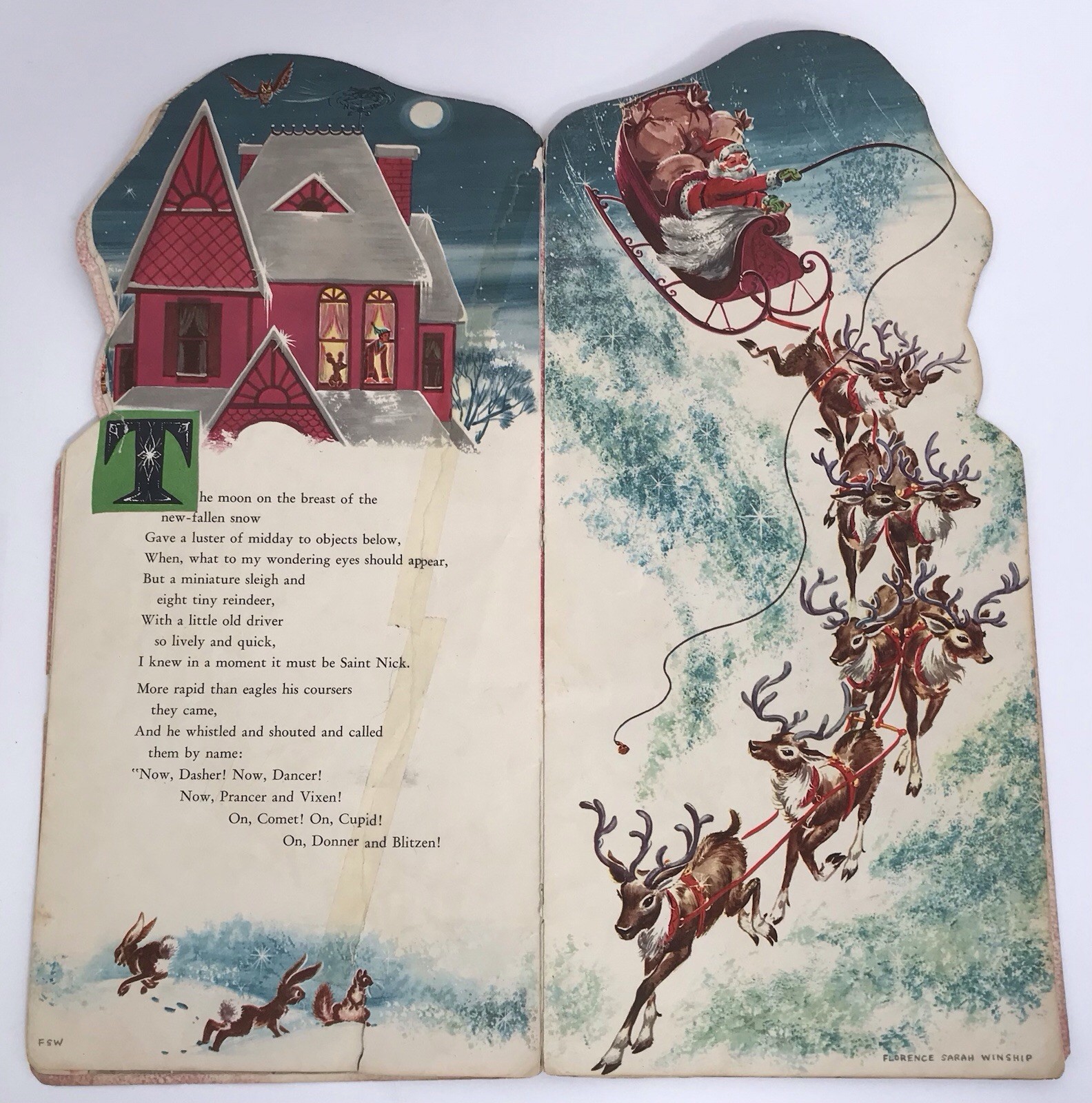 Vintage Whitman 1958 Night Before Christmas Book Florence Sarah Winship