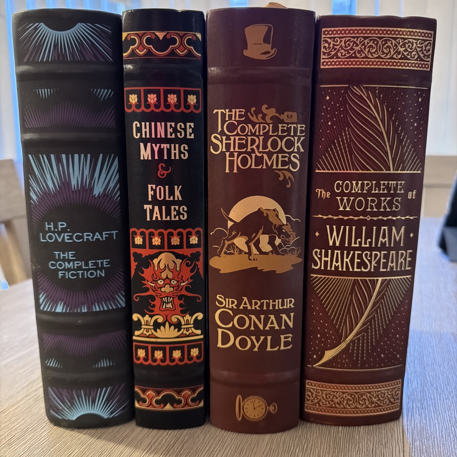 Leather bound Classics Set Barnes & Noble (4)-Holmes, Shakespeare, Lovecraft Etc