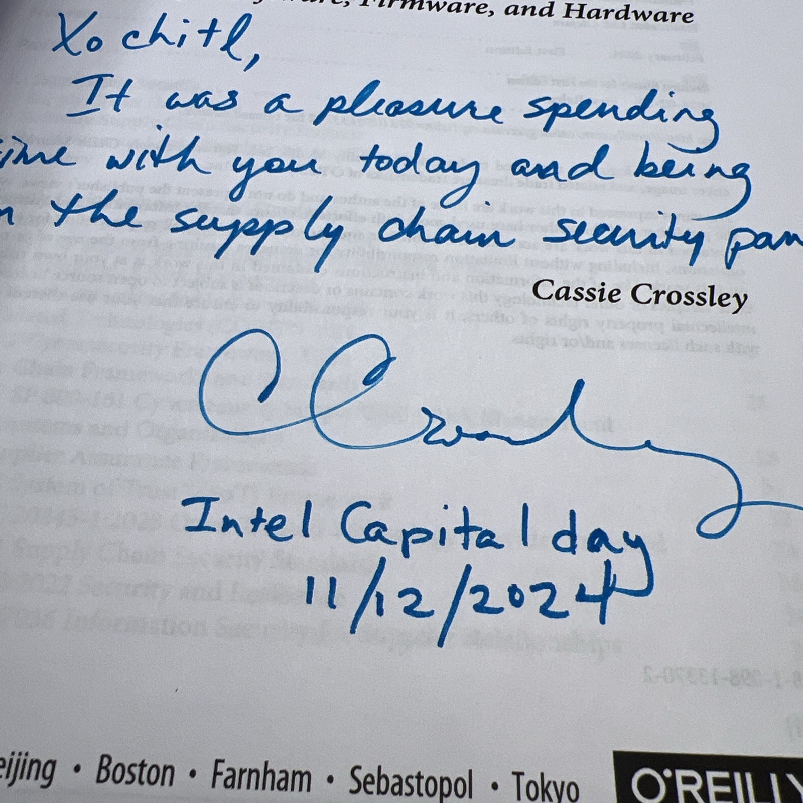 O’REILLY SOFTWARE SUPPLY CHAIN SECURITY BY CASSIE CROSSLEY 2024 Signed