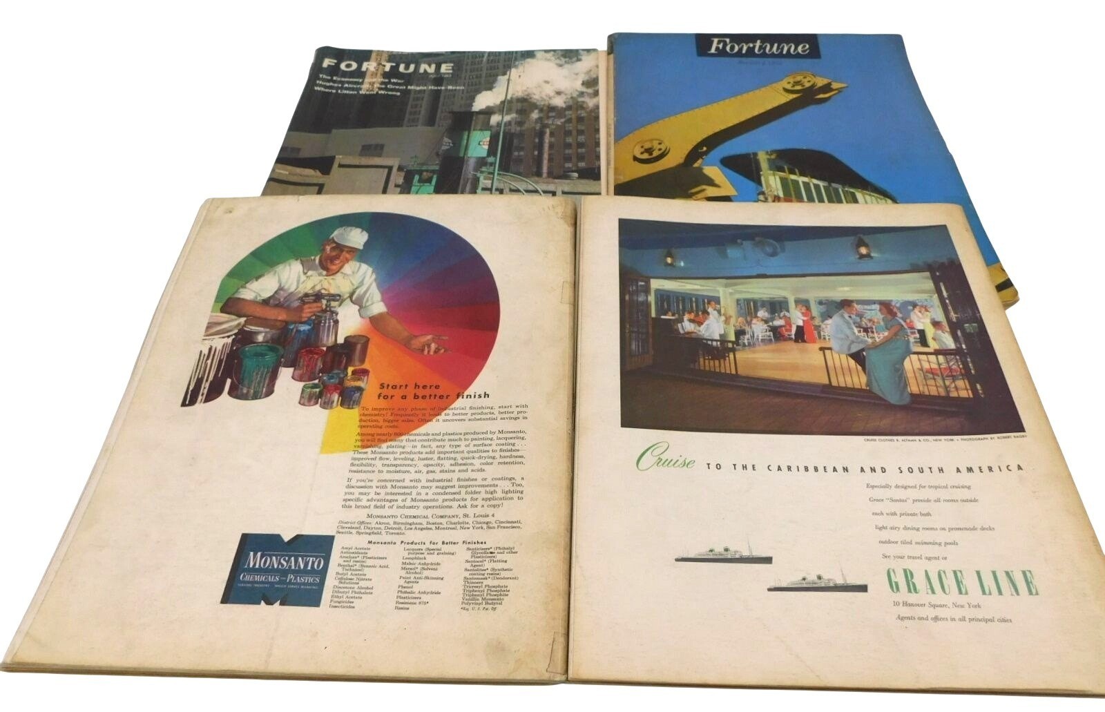 Vintage Fortune Magazines Lot Of 4 1947 1948 1952 1968 Rare Advertisements READ