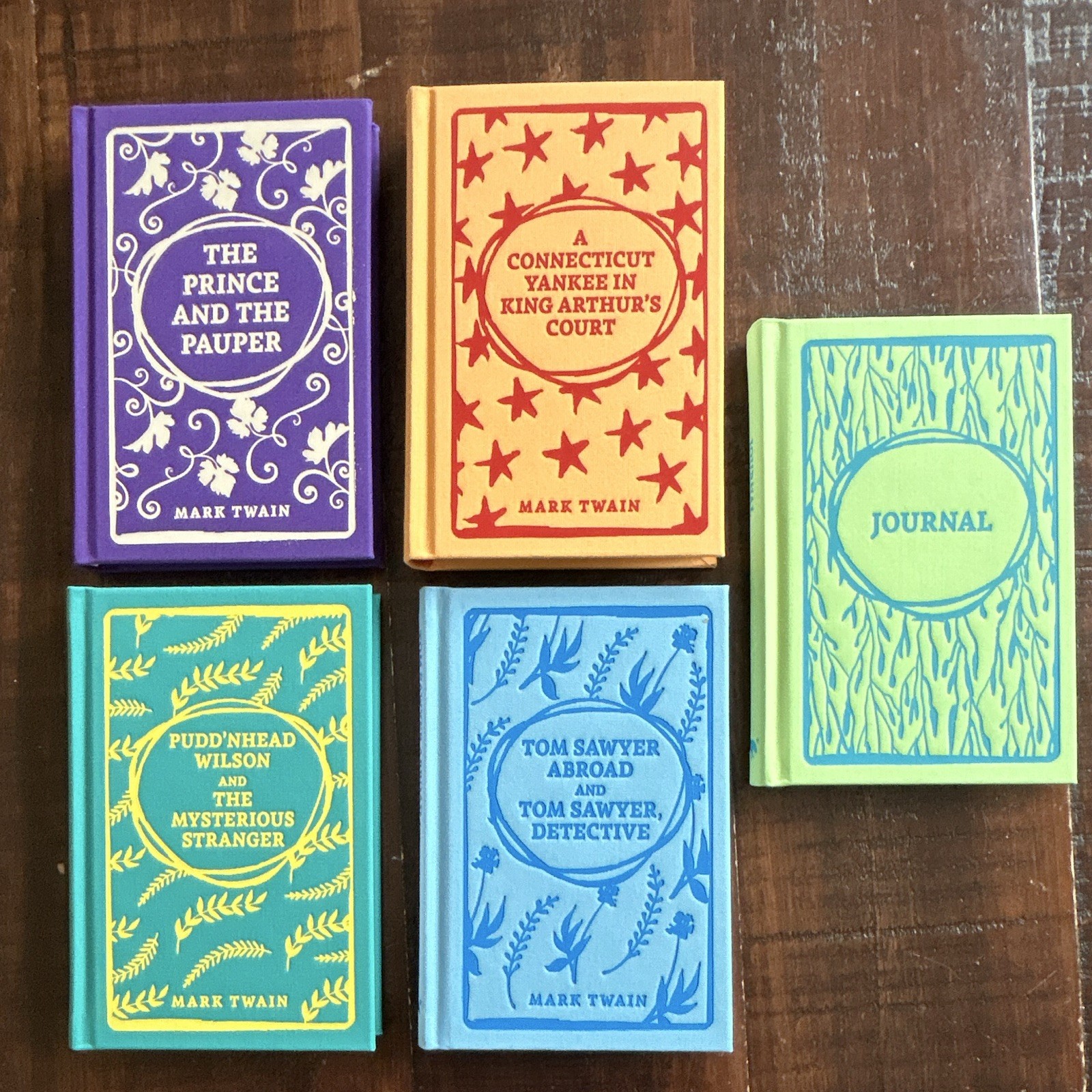 Mark Twain Illustrated Mini Hardcover Classics Set (4 Books) with Lined Journal