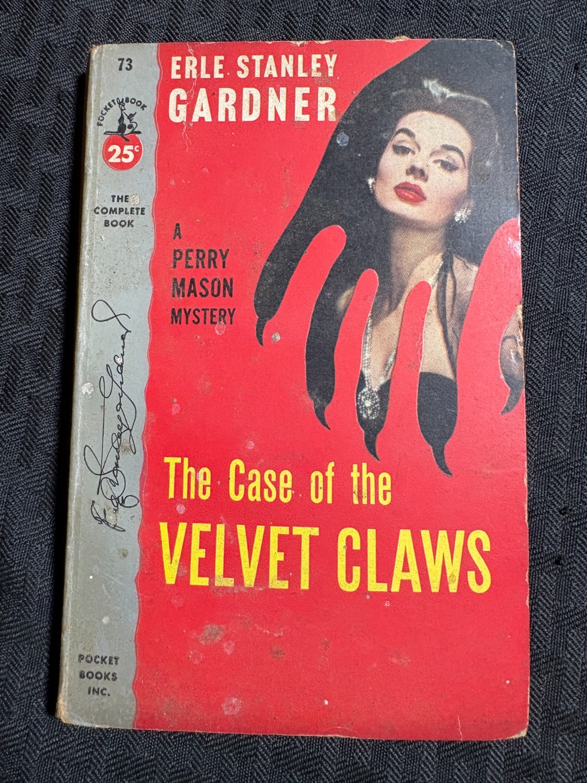 1953 CASE OF THE VELVET CLAWS Perry Mason Mystery G/VG 3.0 28th Pocket 73 PPB