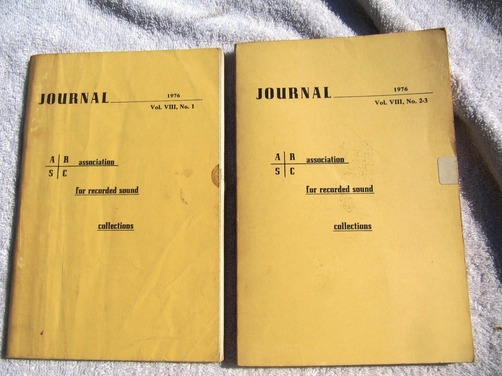 ARSC Journal 1976 Vol VIII 8 No 1-3 Association for Recorded Sound Collections
