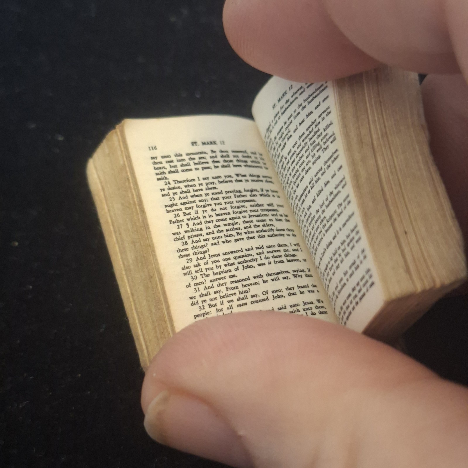 Miniature Bible – Missing Cover – 3.5cm x 2.5cm