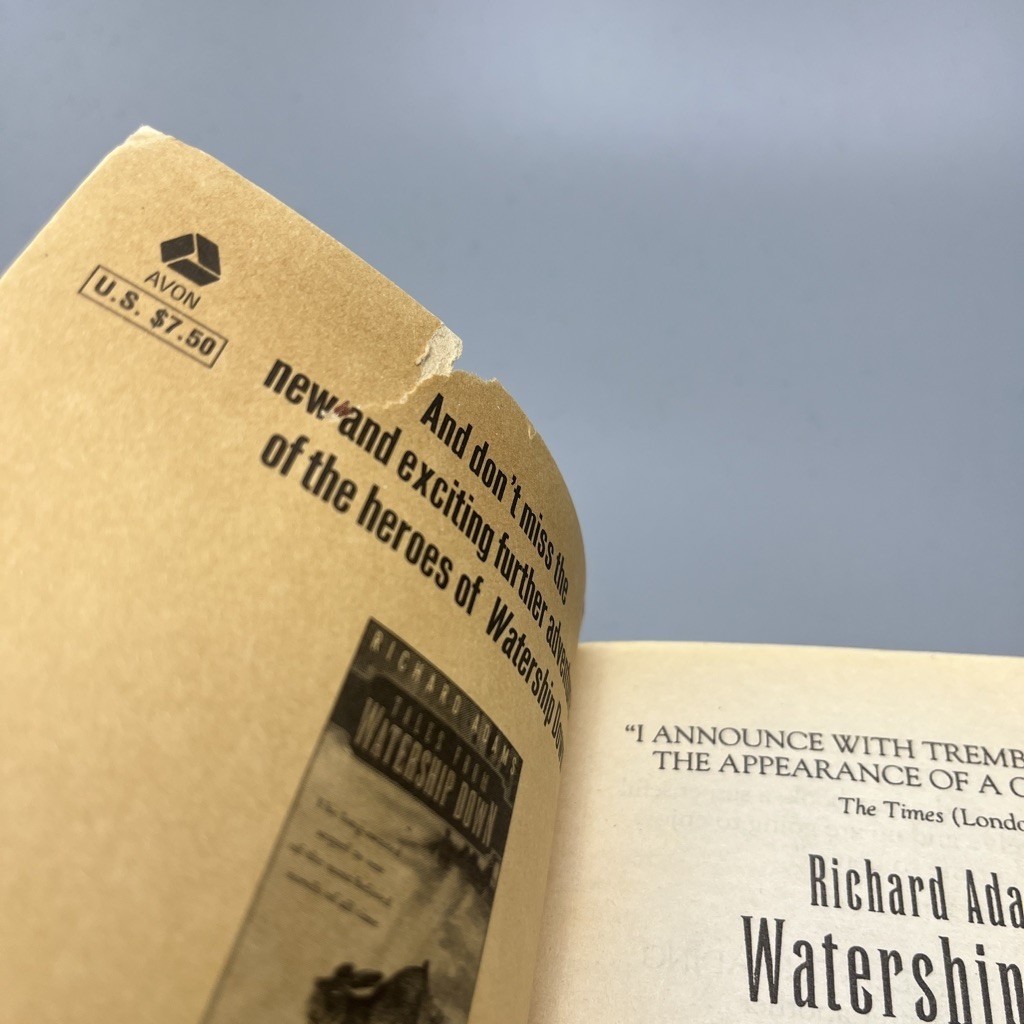 Watership Down Richard Adams 1975 Mass Market Vintage Paperback Avon