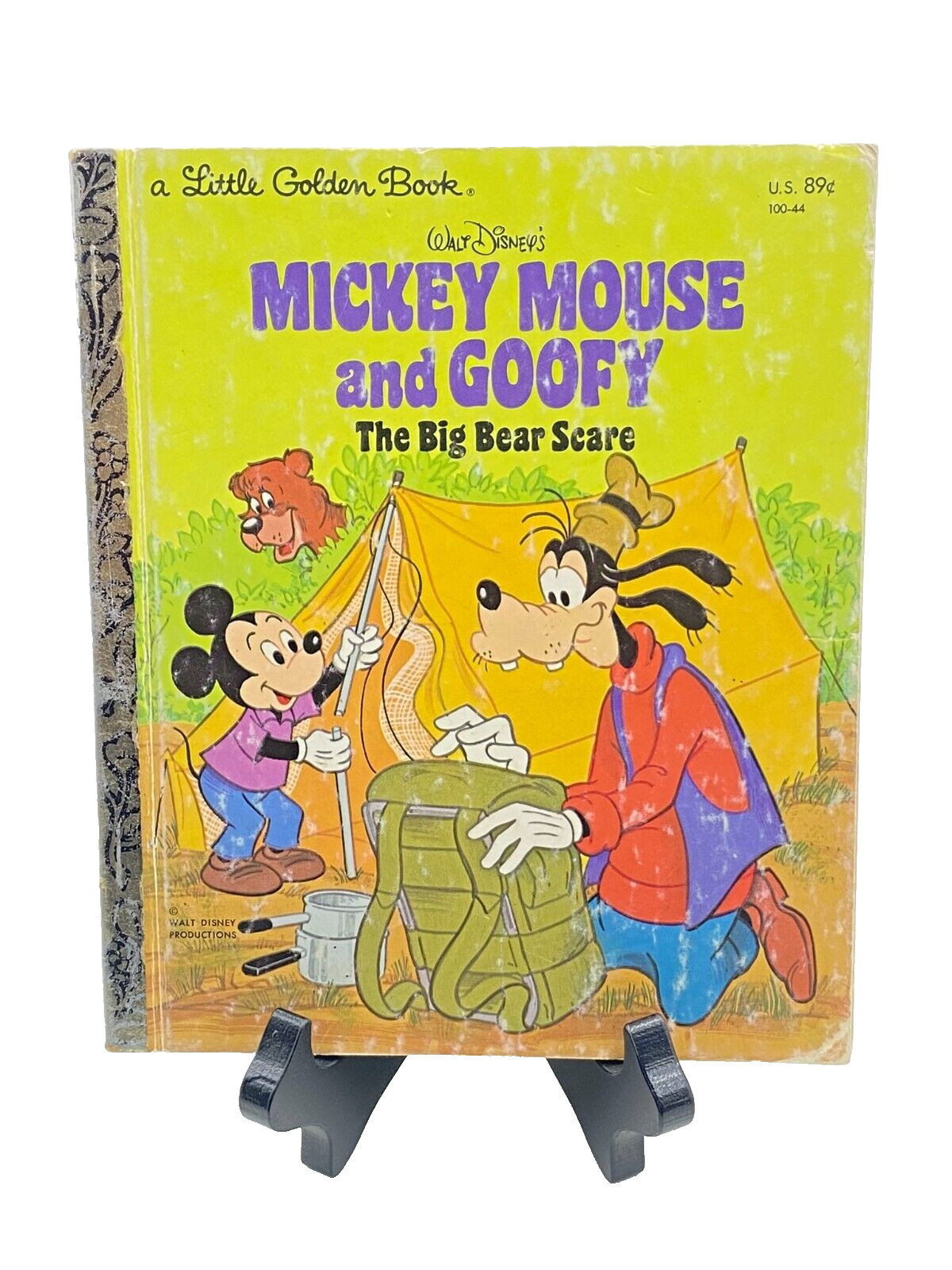 Mickey Mouse and Goofy THE BIG BEAR SCARE VTG Little Golden Book Disney 1978