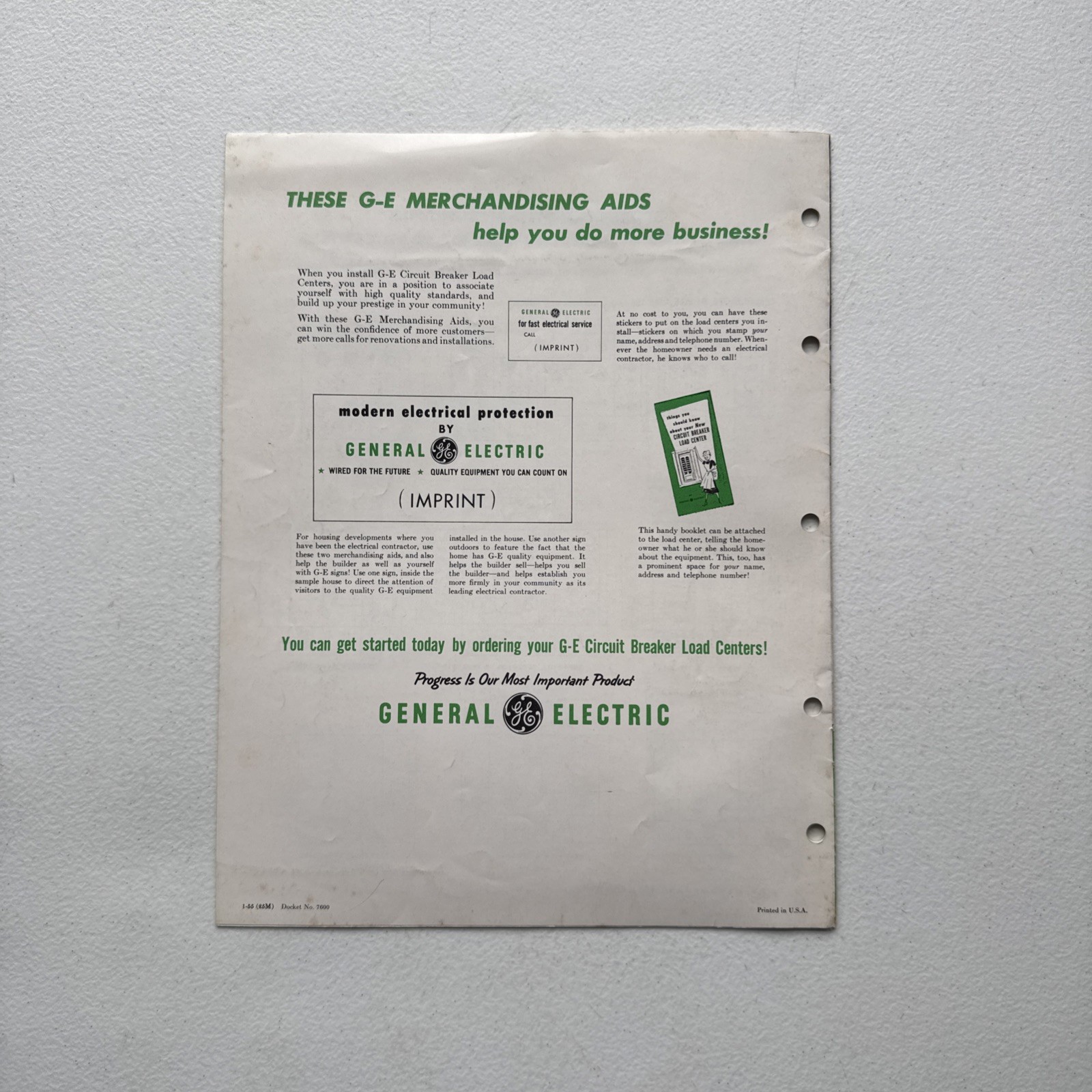 General Electric 1955 New G-E Load Center Line Sales Brochure