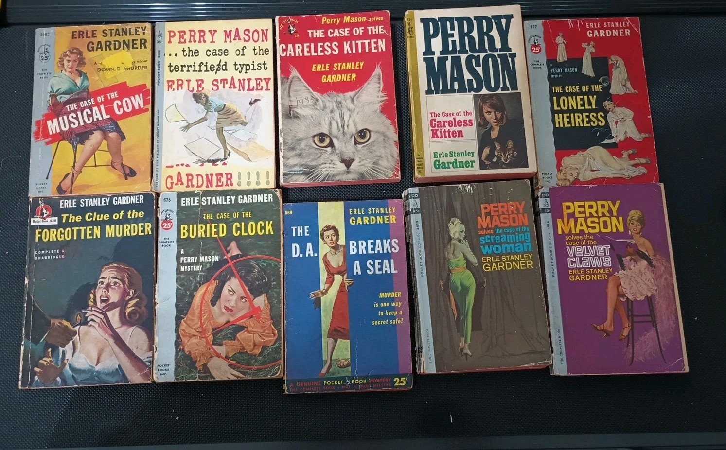 Vintage Lot 1940s-50s-60s Perry Mason 10 Paperback books Erle Stanley Gardner
