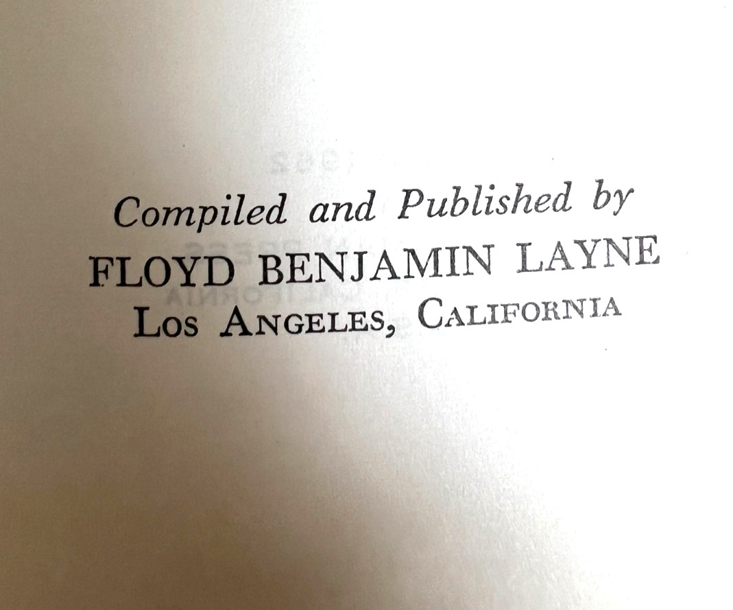 LAYNE LAIN LANE GENEALOGY by Floyd Benjamin Layne 1962 first edition 336 pages