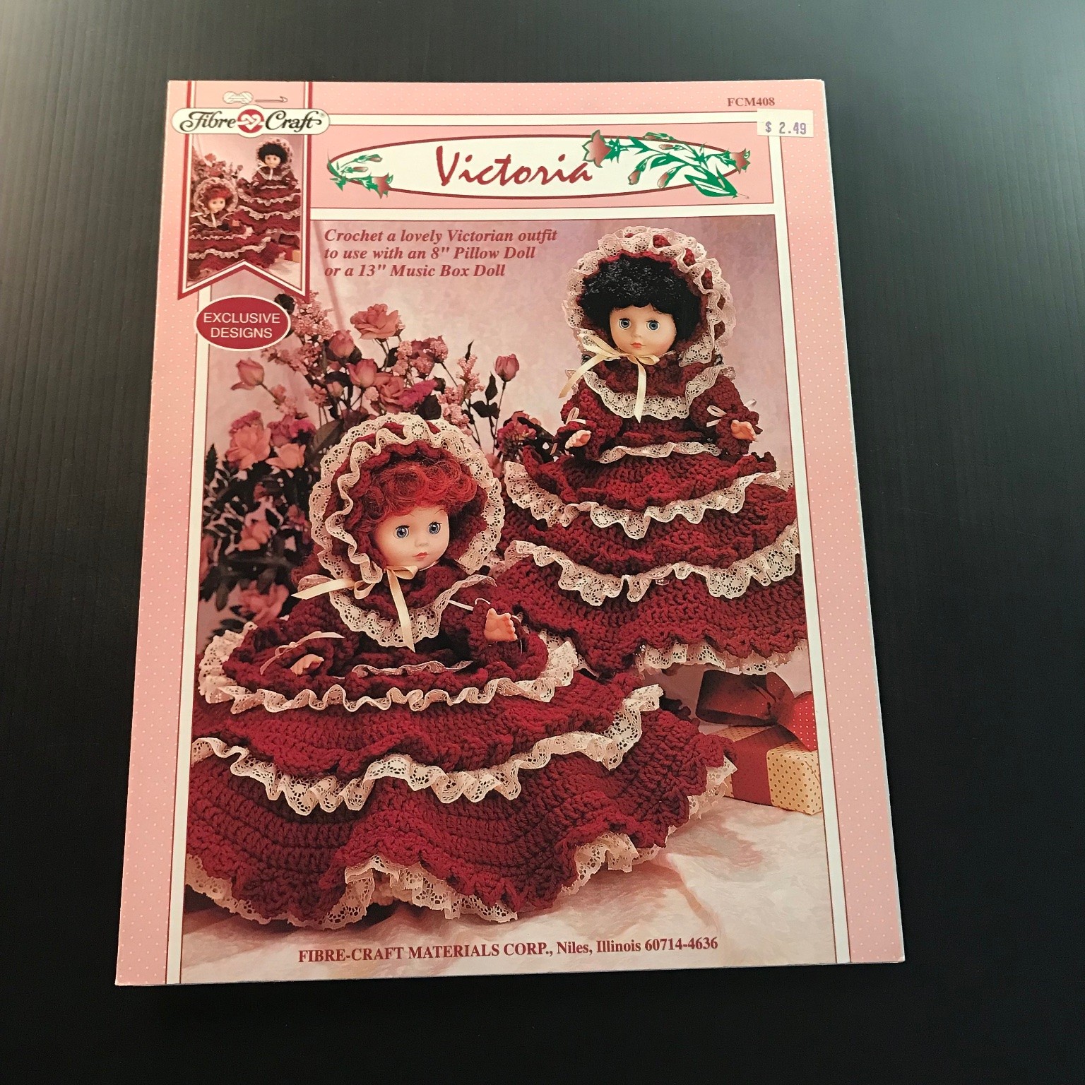 Victoria Crochet Pattern Fibre-Craft FCM408 Doll Outfit 1994 Vintage
