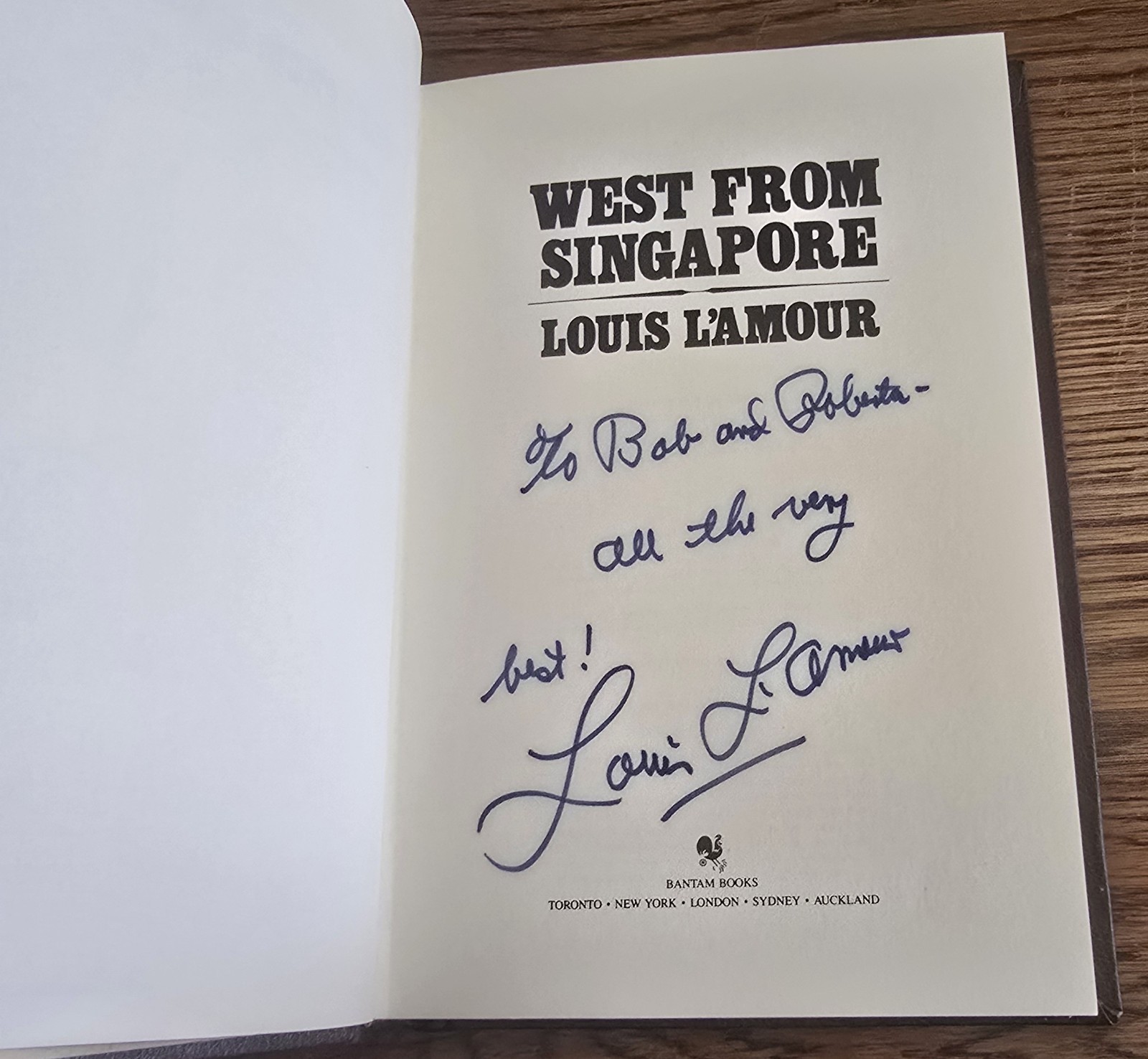 Vintage 1987 SIGNED ~ Louis L’Amour WEST FROM SINGAPORE 1st Print Leatherette