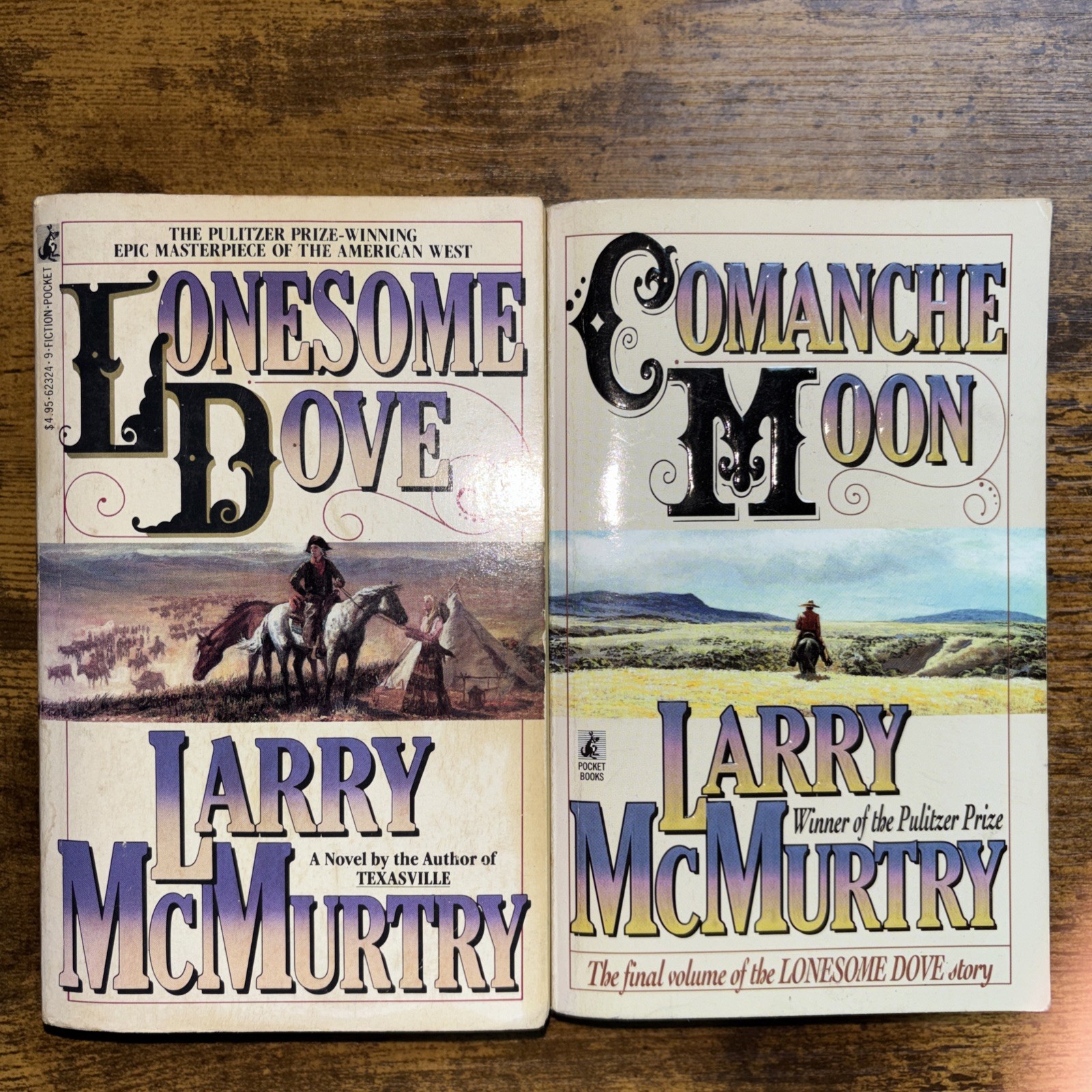 Larry McMurtry LONESOME DOVE & COMANCHE MOON 1st Pocket Books Paperbacks