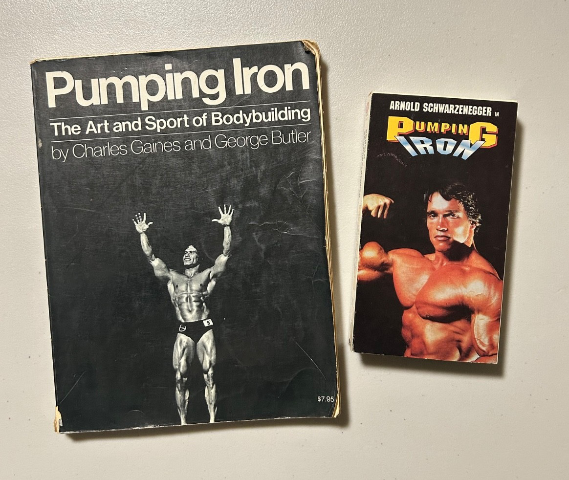 Vintage Pumping Iron Book by Charles Gaines, G. Butler & Schwarzenegger VHS Tape