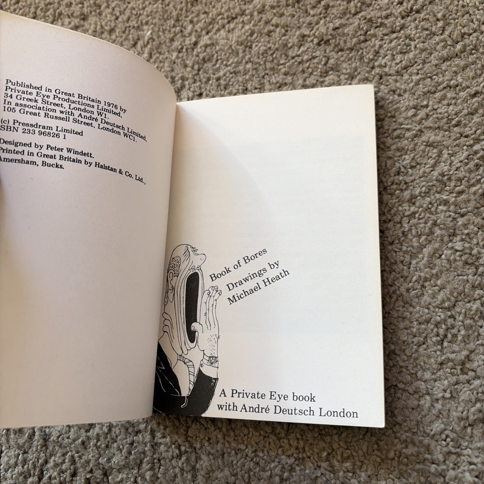 BOOK of BORES Private Eye 1976 UK PB MICHAEL HEATH Andre Deutsch SATIRE Cartoons
