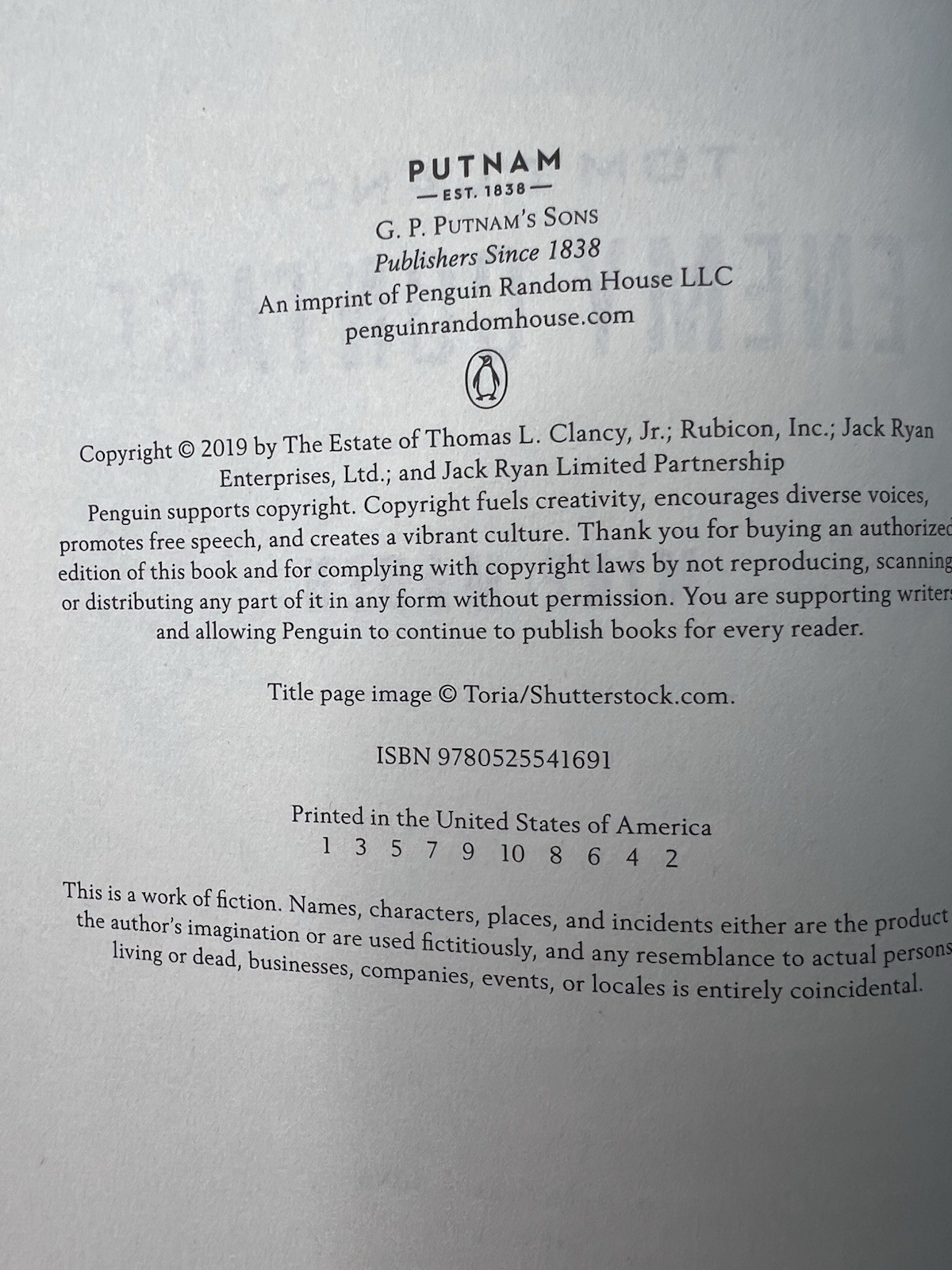 Tom Clancy Enemy Contact First Edition 1st Printing HC DJ 2019 Near Fine