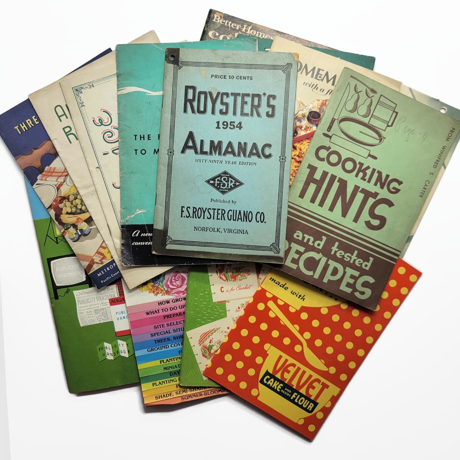 Vintage Lot 14 Cook-Books Booklets Manuals Guides Almanac 1930s – 1970s