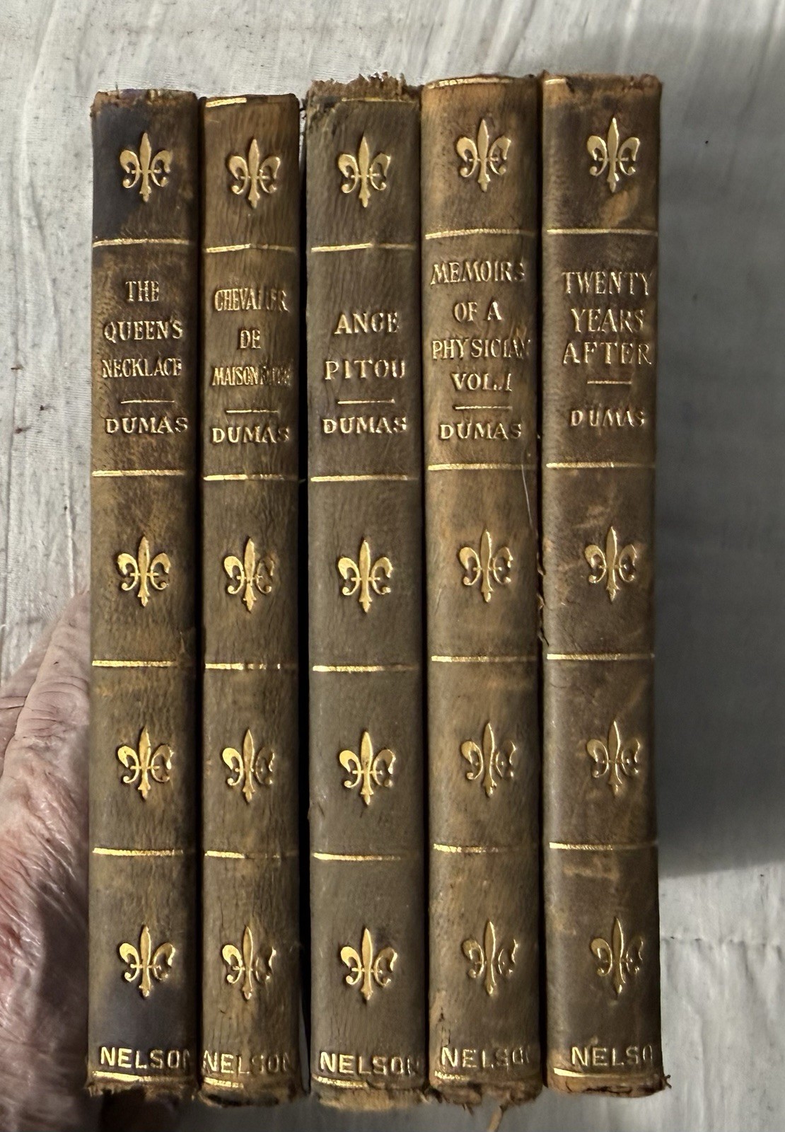 Alexandre Dumas Lot of 5 Circa 1910 Published by Thomas Nelson & Sons Leather
