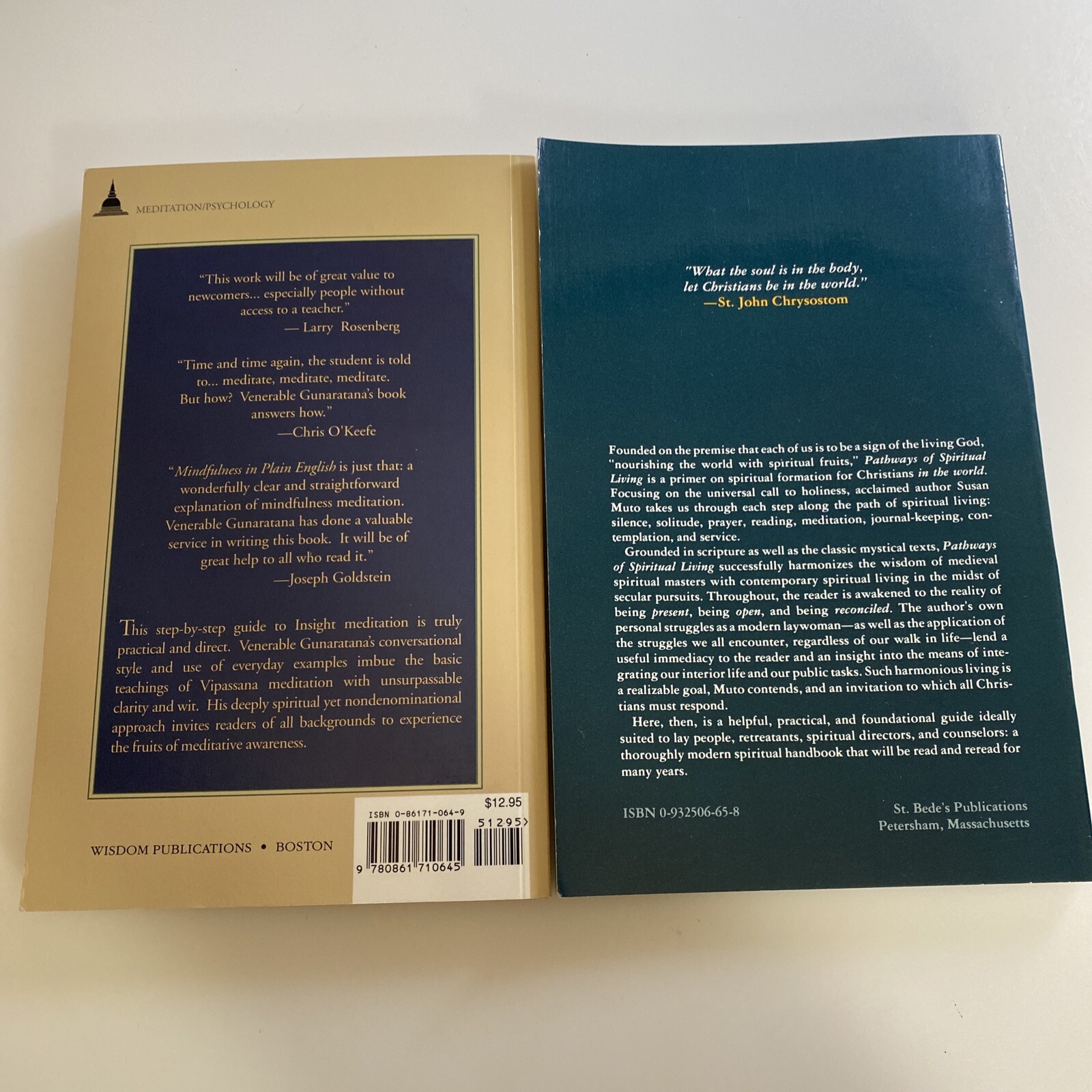 Mindfulness in Plain English Paperback Henepola Gunaratana PLUS similar PB ab7