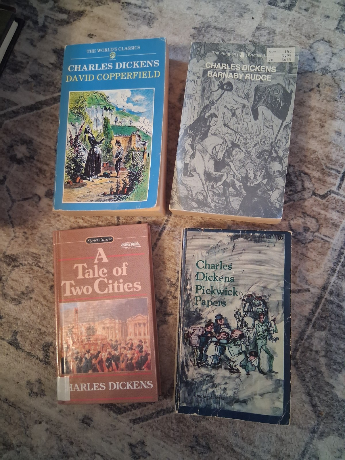 Charles Dickens lot of 4 books. A tale of 2 coties, Pickwick papers, Copperfield
