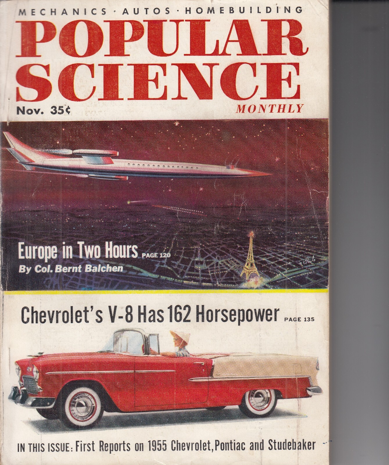 Popular Science Monthly Magazine 1954 – Chevy V-8 – 296 pages !