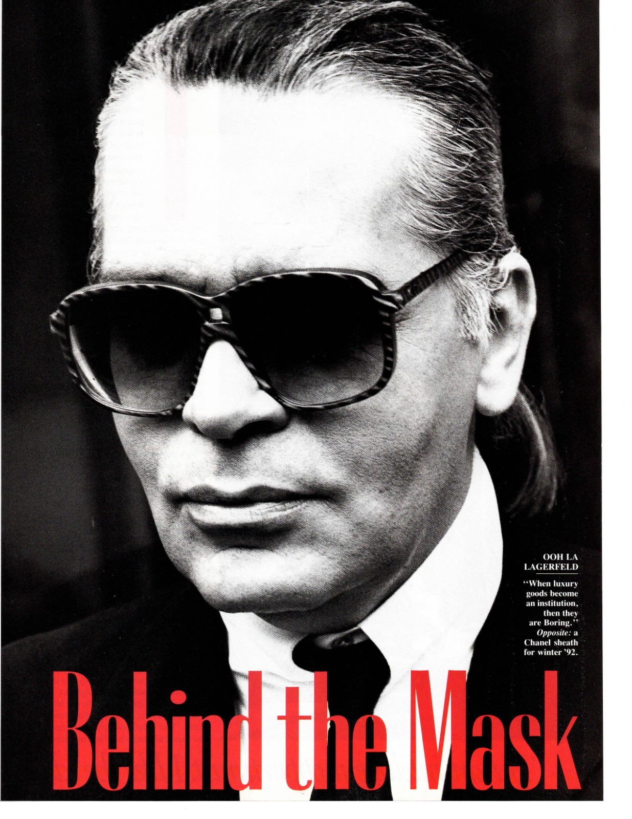1992 Karl Lagerfeld Vanity Fair Magazine Clippings 12 Pages PHOTOS + Article