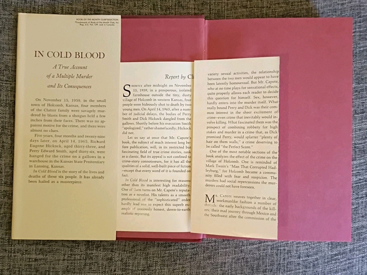 In Cold Blood By Truman Capote,1965 HC/DJ VG