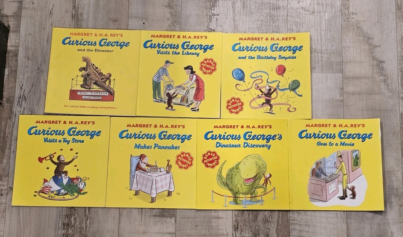 Lot of 7 Curious George Children’s Books Kids Paperback H.A. Rey Activity Mixed