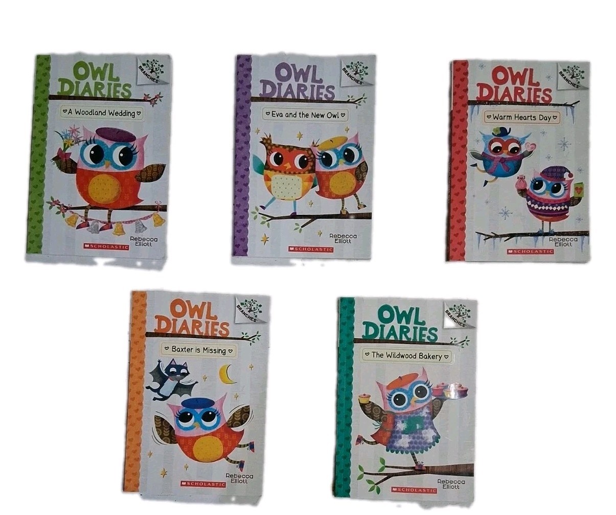 Owl Diaries Set of 5, Vol. 3-7 Books Early Chapter Readers 1-2 Grade Scholastic