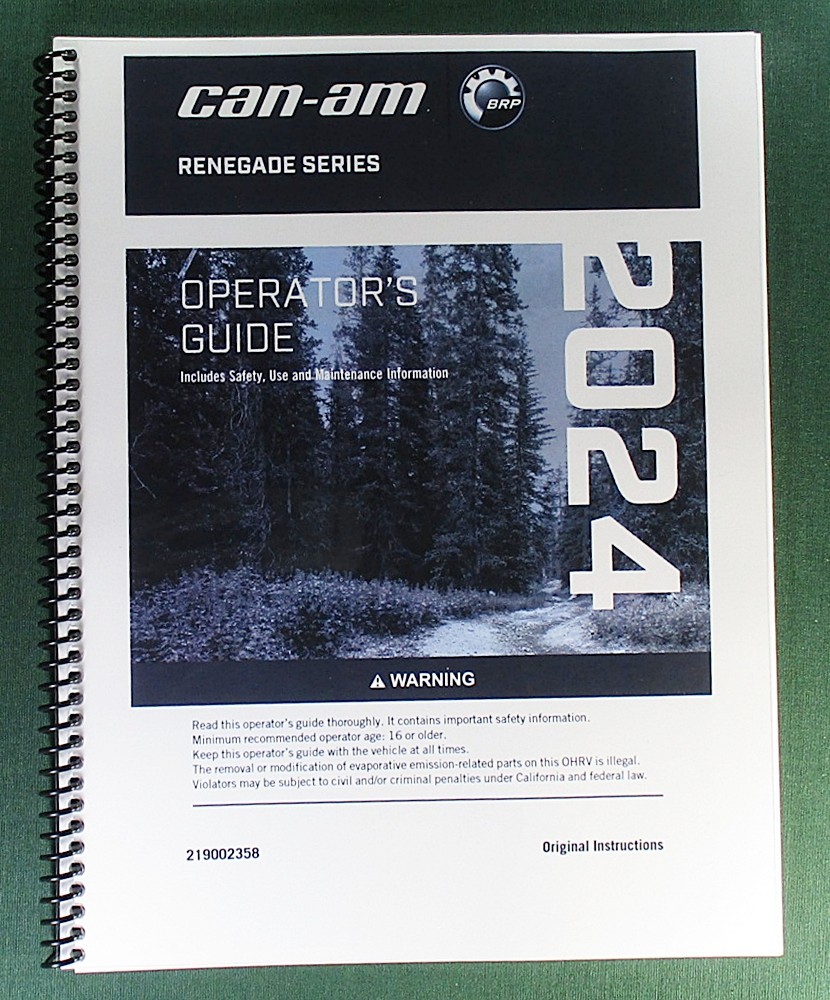 2024 Can-Am Renegade 650 Owner’s Manual: 240 Pages & Protective Covers