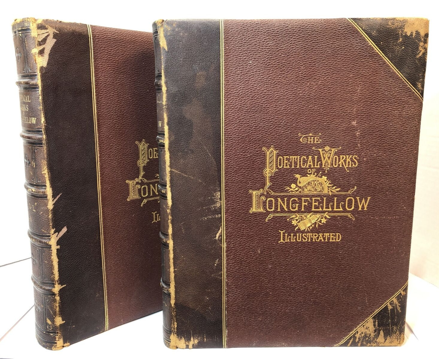 Antique Books THE POETICAL WORKS OF LONGFELLOW Illustrated 1879/80 VOL. I & II