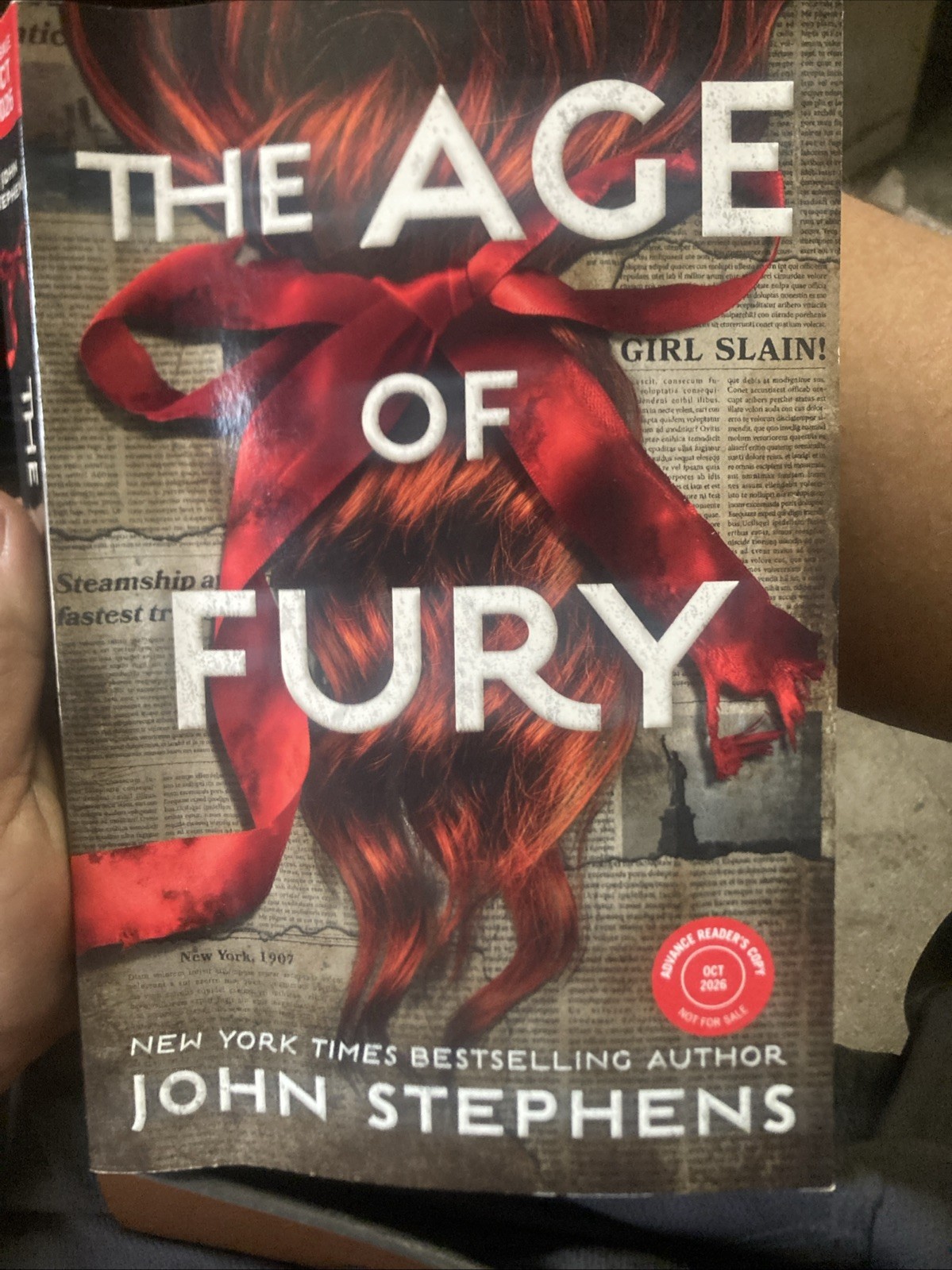 JOHN STEPHENS THE AGE OF FURY: A NOVEL ARC OCT. 2026 YA SUSPENSE TRADE PB